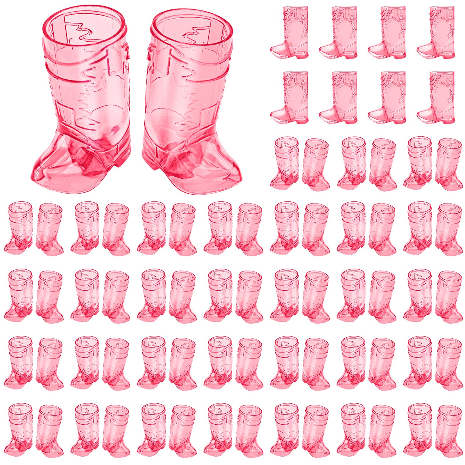 Cowboy Boot Shot Glasses,72 Pcs 1 Oz Mini Plastic Boot Shot Glass, Reusable Plastic Boot Cups for Cowboy Cowgirl Western Theme Party Supplies Bachelorette Birthday Party Favors(Rose Red)