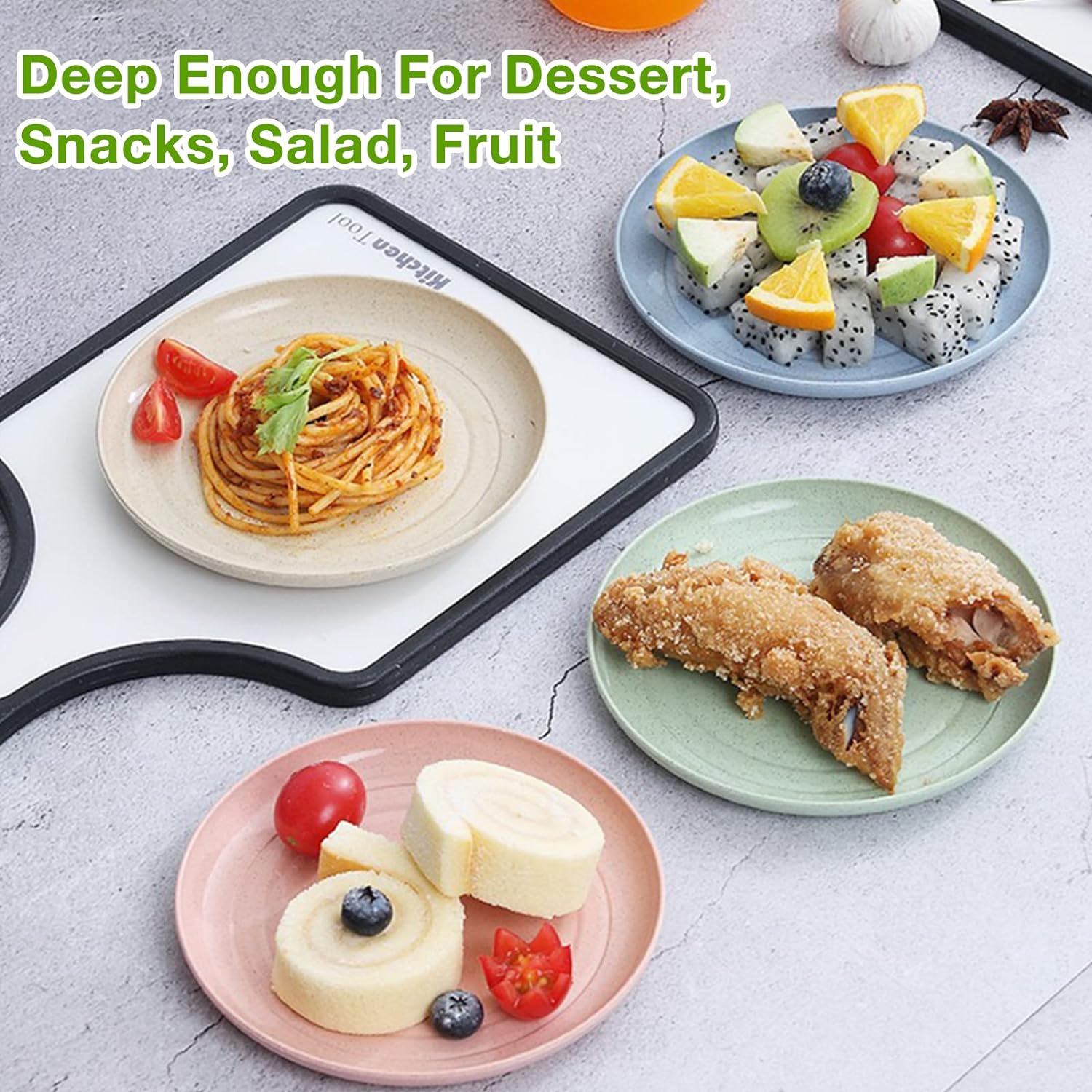 6 Pezzi 23cm Piatti da Pranzo in Plastica, Piatti da Picnic, Piatti da Campeggio, Piatti Riutilizzabili Infrangibili per Insalata, Pasta, Feste, Casa, Microonde e Lavabili in Lavastoviglie