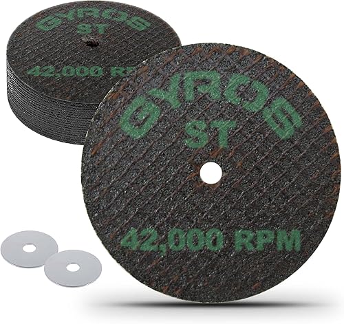 GYROS Mini ruedas de corte de resina de 1.75 pulgadas para herramientas rotativas, 12 discos de corte reforzados de fibra de vidrio dobles,