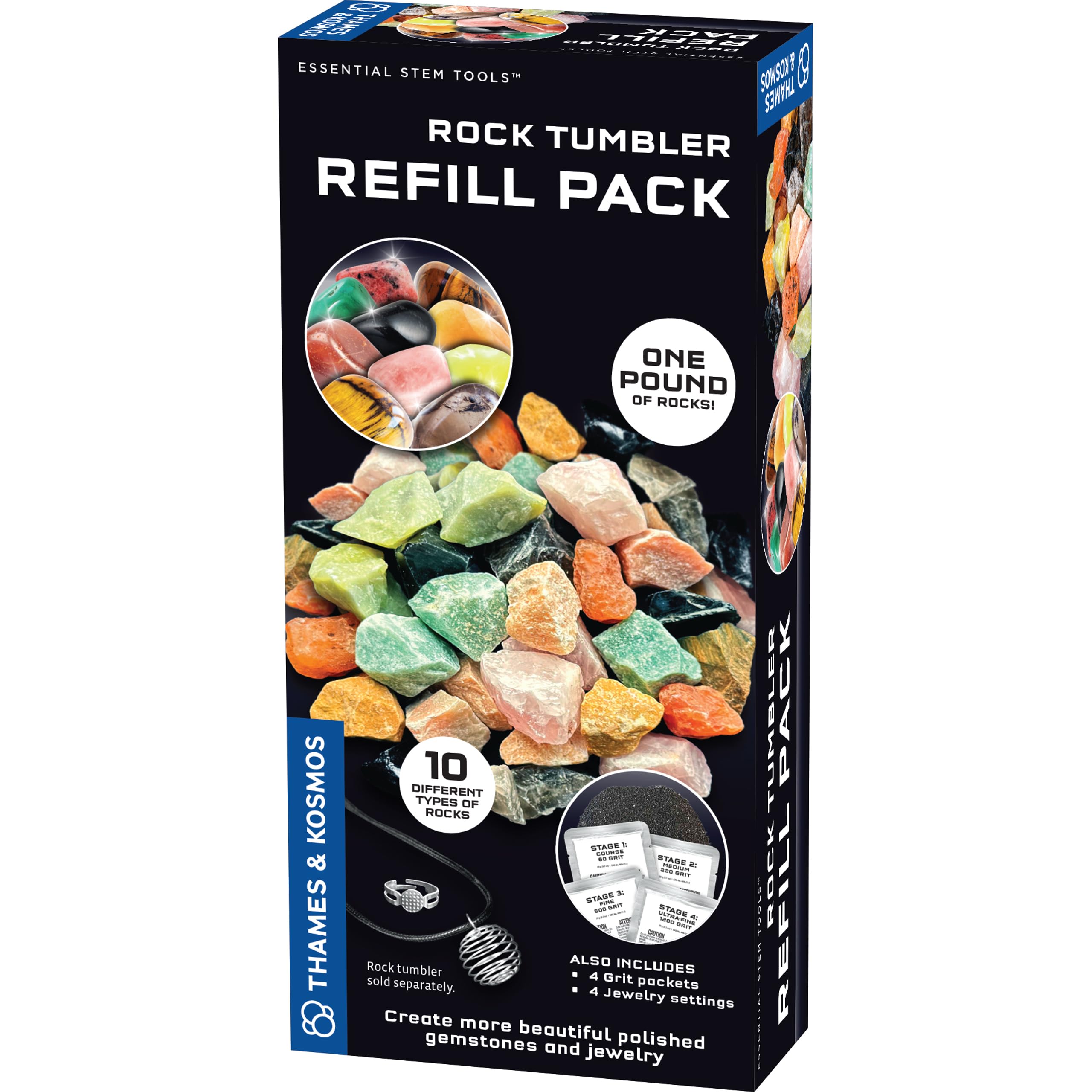 The Thames & Kosmos Rock Tumbler Refill Pack for use with The Thames & Kosmos Rock Tumbler, Essential STEM Tool for Kids | Includes Rough Rocks,
