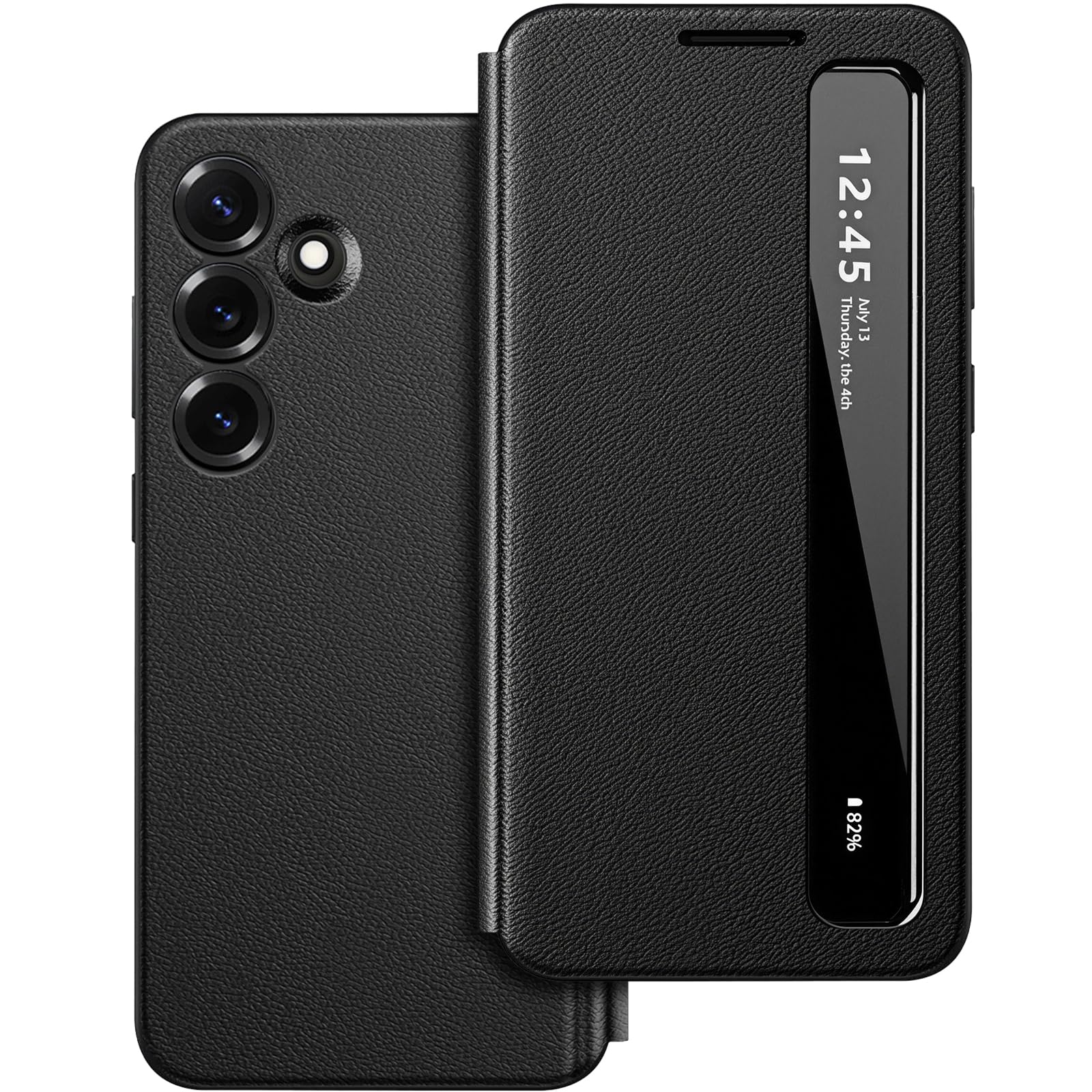 for Samsung Galaxy S26 5G Clear View Cover with Smart View Touch Control, S-View Case for Samsung S26, Flip Smart Window, Shockproof, Protective Phone Case Galaxy S26 Black