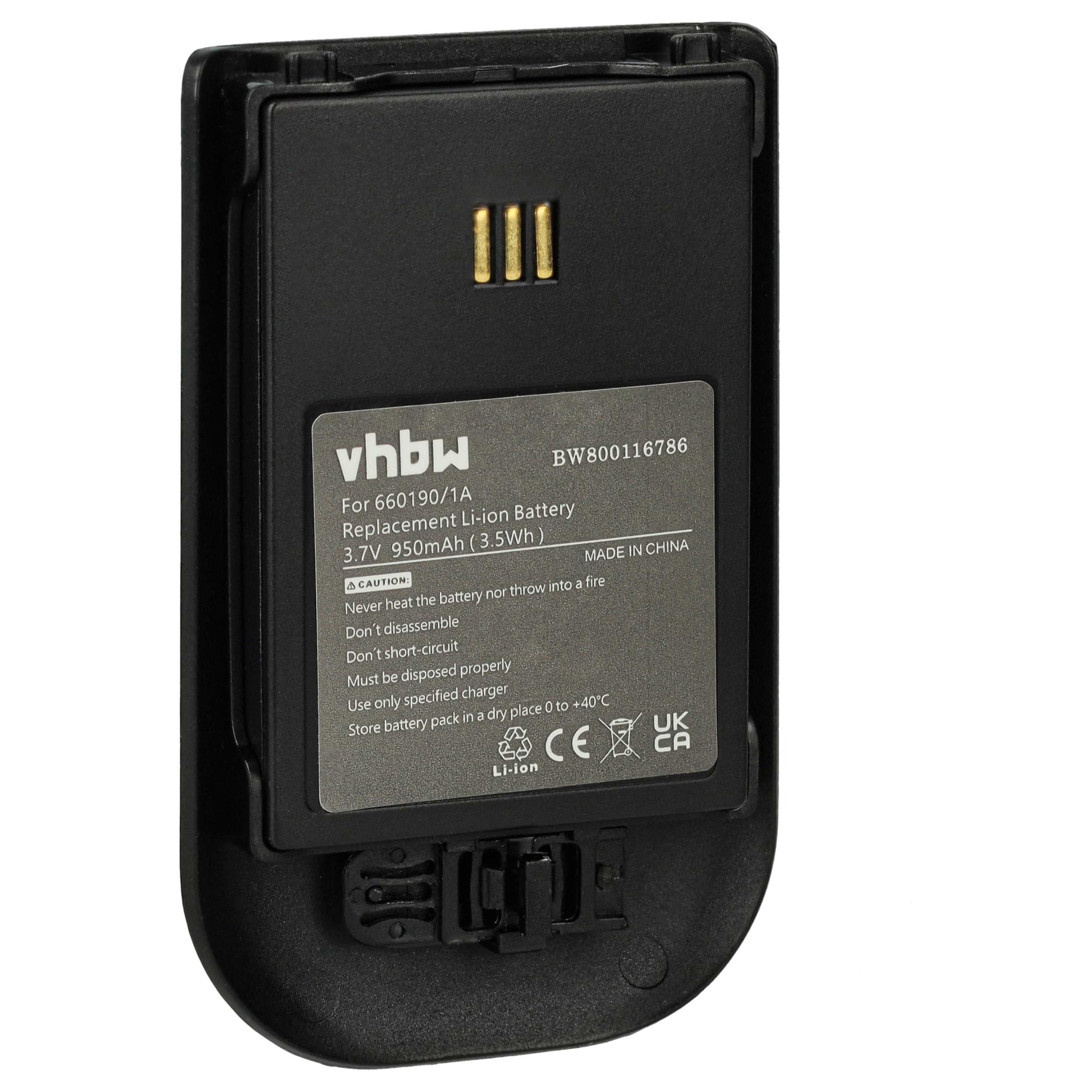 Vhbw Batterie Compatible Avec Ascom 9D62, D62 DECT, I62 Messenger, I62, DH4-ACAB Téléphone Fixe Sans Fil (930mAh, 3,7V, Li-ION) Noir