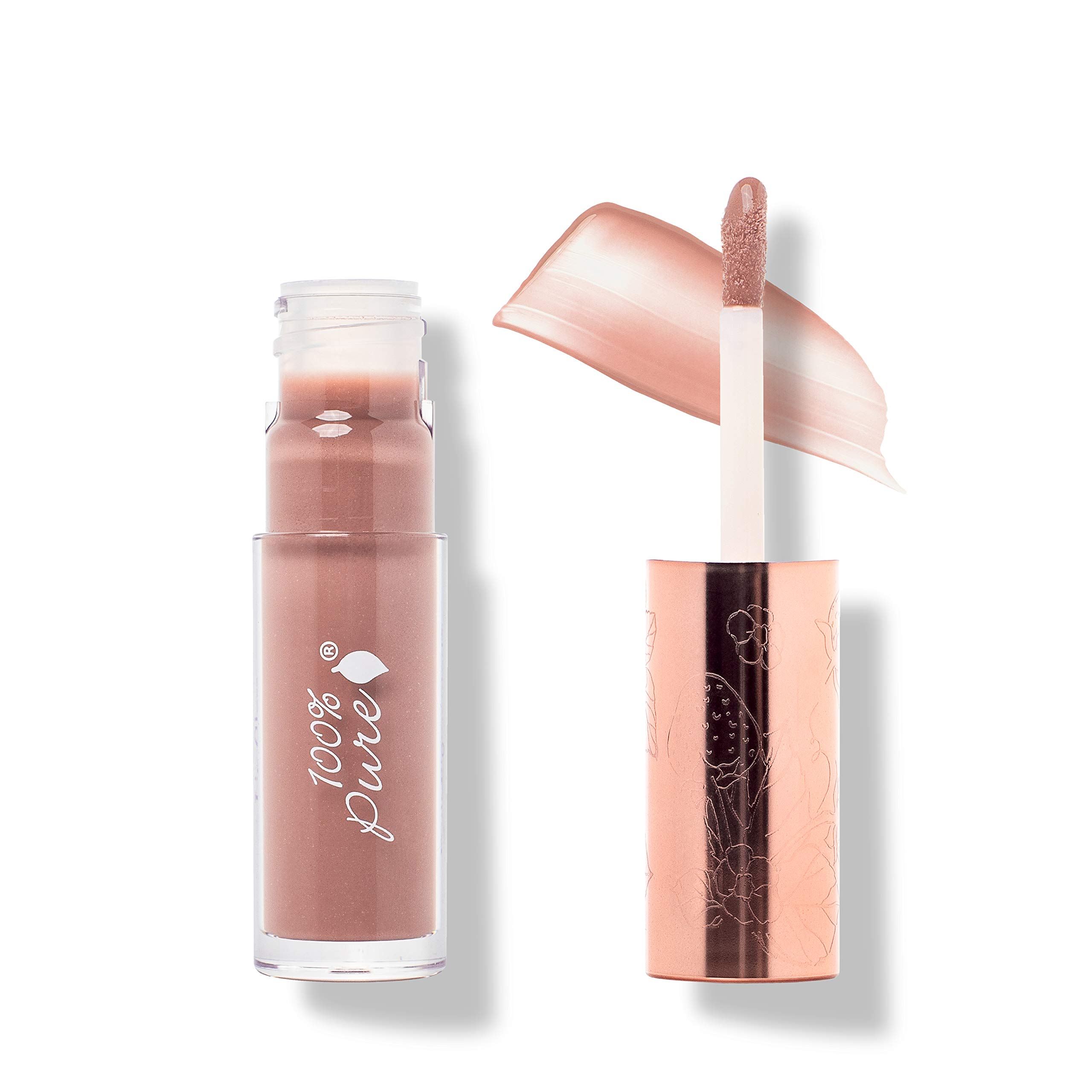 100% PURELip Gloss (Fruit Pigmented), Pink Caramel, High Shine, Moisturizing, Natural Lip Gloss, Sheer Finish, Tinted Lip Gloss w/ Cocoa Butter, Vitamin E (Nude Rosy Brown Color) - 0.14 Fl Oz