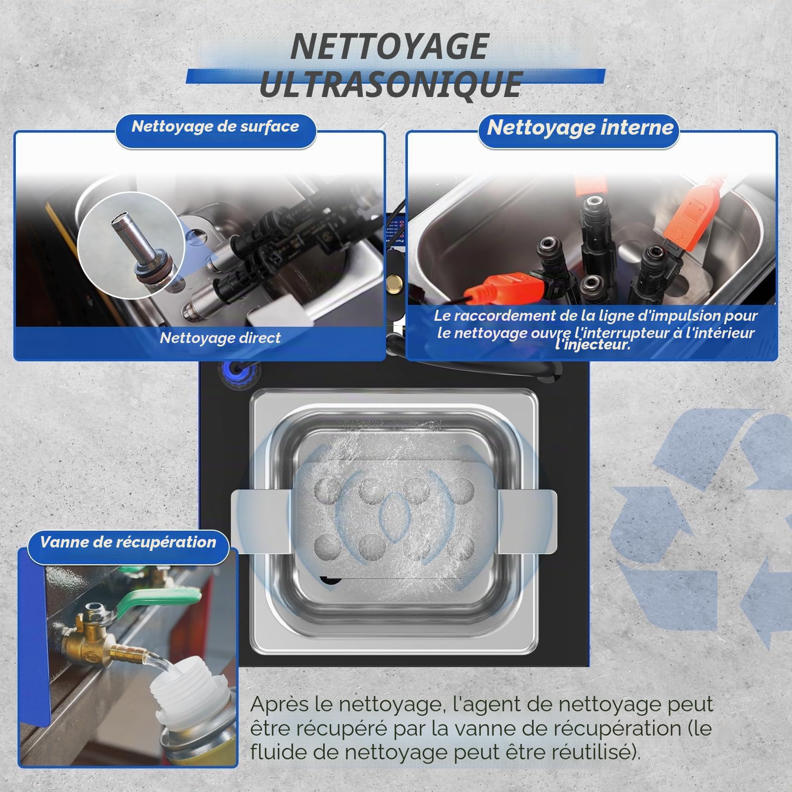BELEY V308 Nettoyeur et Testeur d'injecteur de Carburant avec 11 Fonctions, 4 Cylindres Machine à Nettoyer à Ultrasons avec Chauffage, pour de Véhicules et Motos