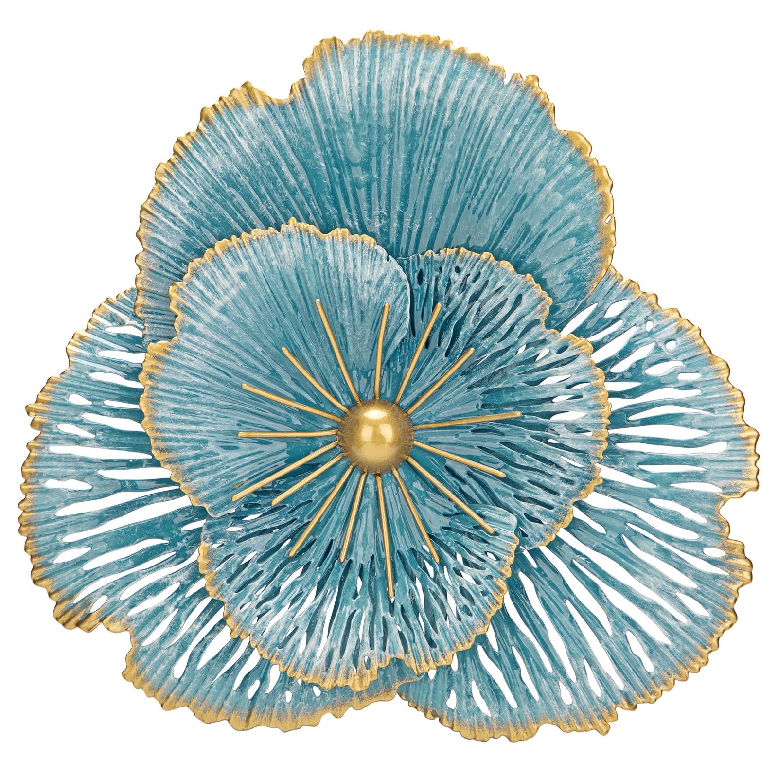 Oairse Juego de 3 flores de metal de magnolia para decoración de pared, esculturas florales en 3D, decoración de pared moderna, decoración de pared de metal rústico, para colgar en la pared de la sala