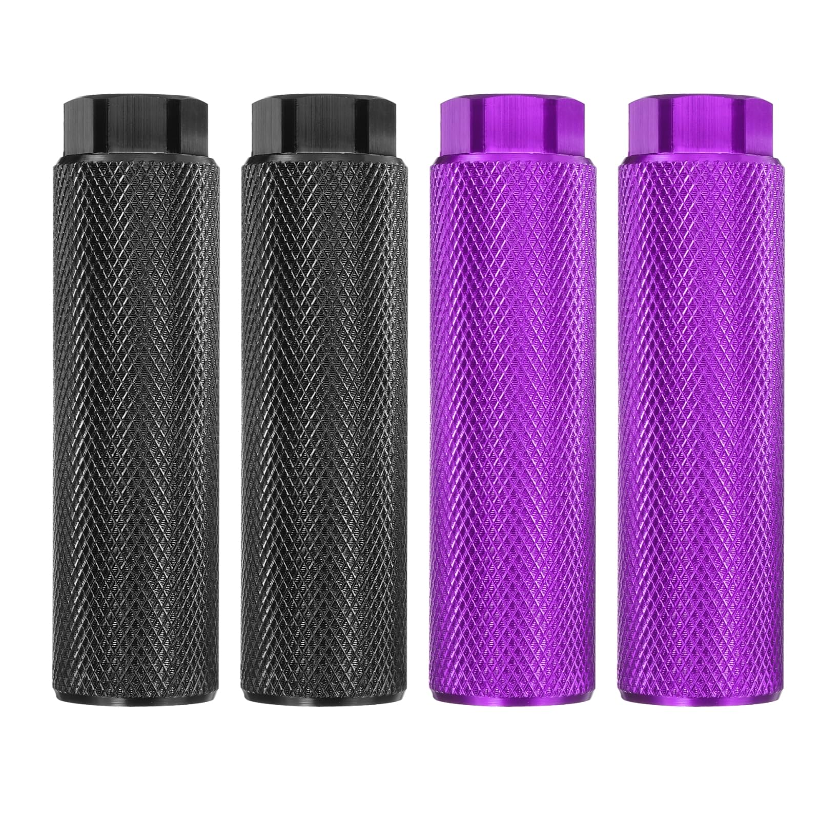 sourcing map 2 Pairs Bike Pegs Aluminum Alloy Rear Stunt Pegs Anti-Skid Back Seat Stands Fit 3/8" Axles for Mountain Bike, Black & Purple — image 1