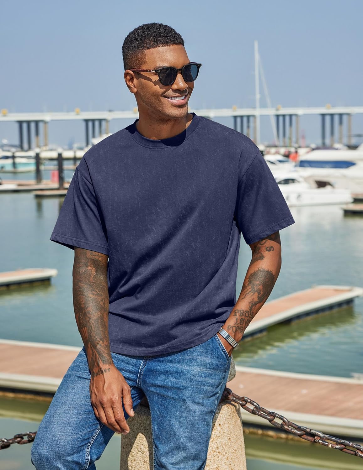 COOFANDY Men's Cotton T-Shirts Oversized Shirt Short Sleeves Streetwear Loose Fit Summer Tee Tops Washed Basic Unisex Shirts - Image 2