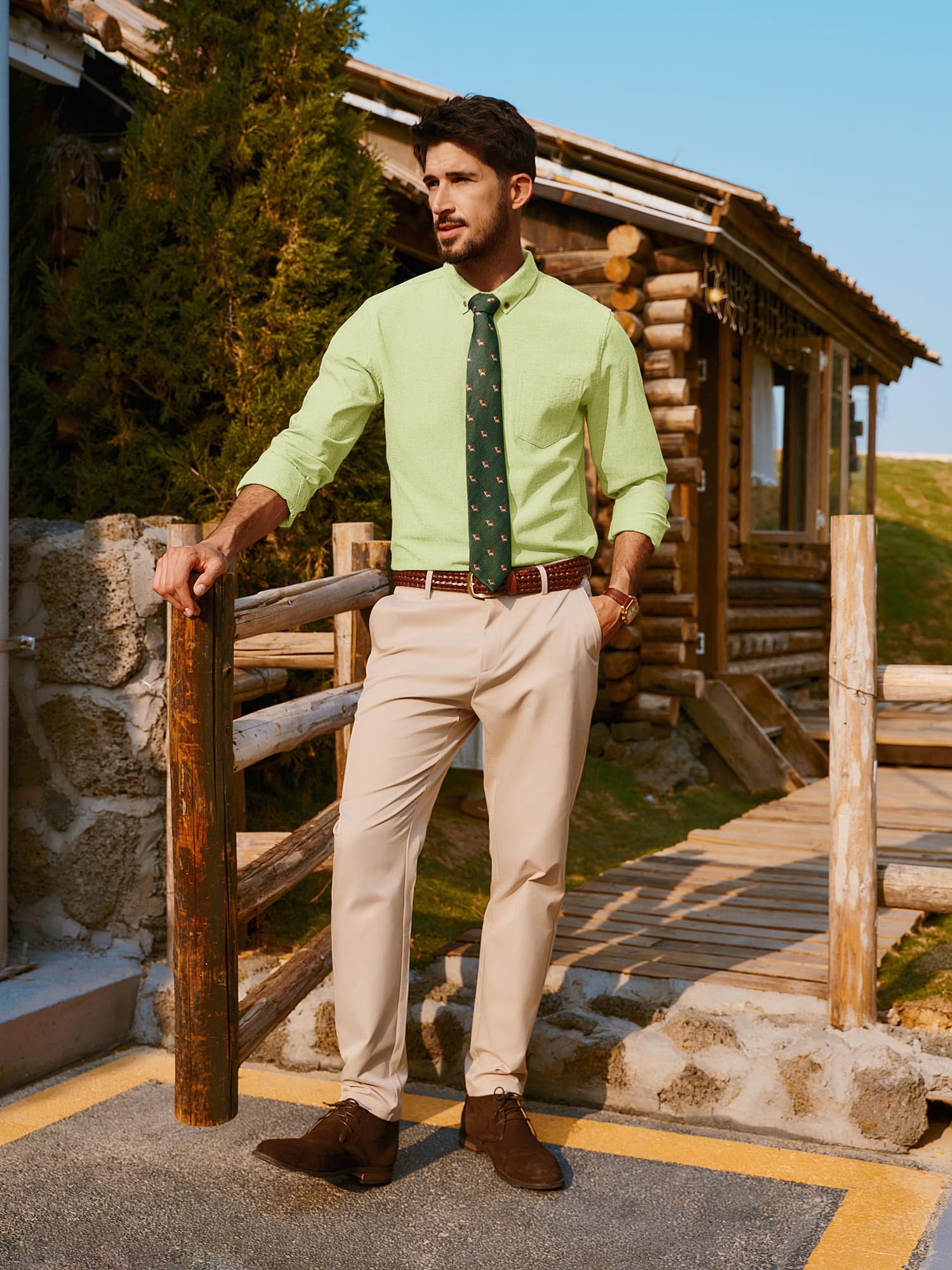 PJ PAUL JONES Camisa casual con botones de manga larga para hombre, camisa de lino y algodón | Camisa de ocio para hombre, ajuste normal, con botones