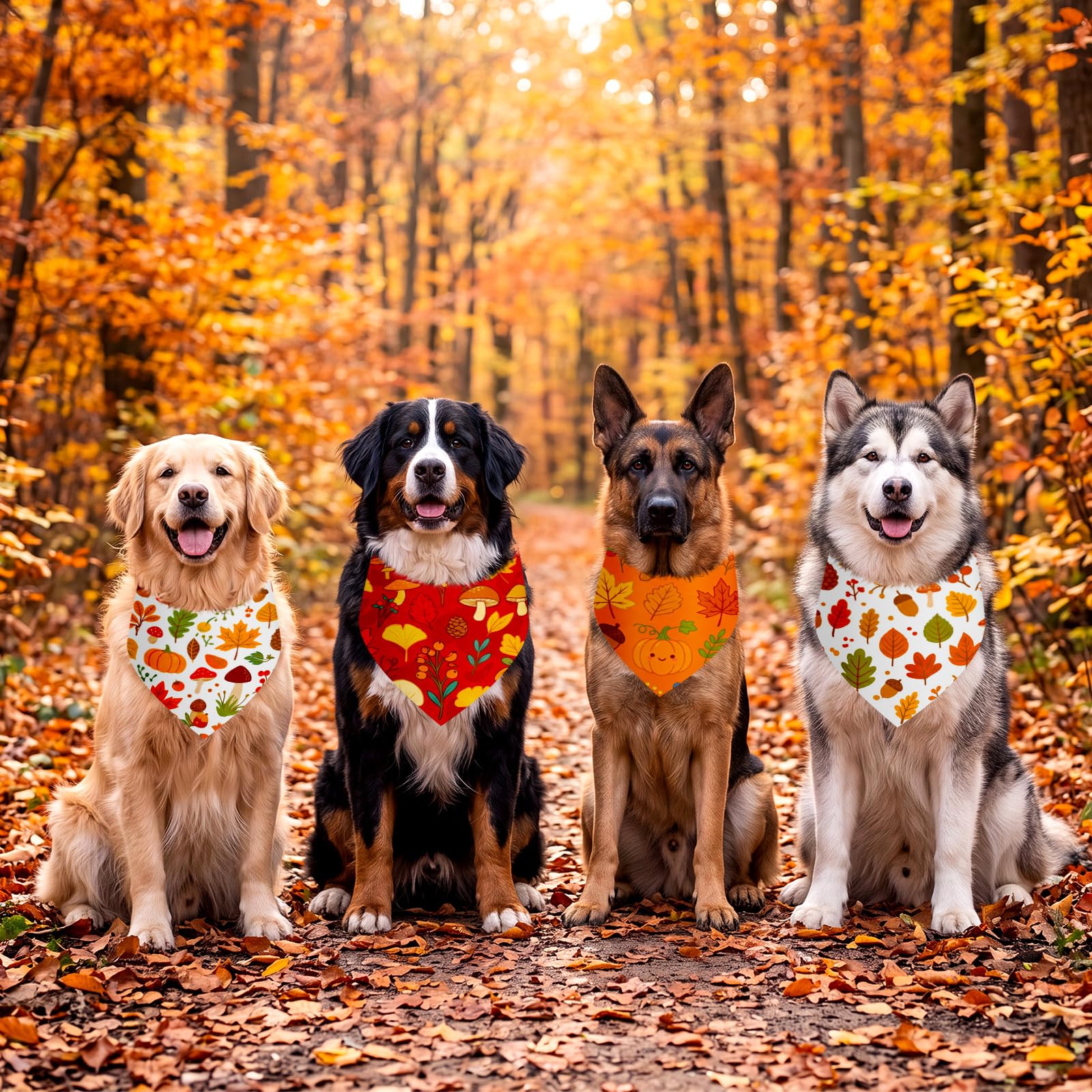 Weewooday 50 bandane autunnali per cani sfuse per animali domestici morbidi bavaglini triangolari regolabili bandana per accessori per la toelettatura di piccole, medie e grandi dimensioni (pianta