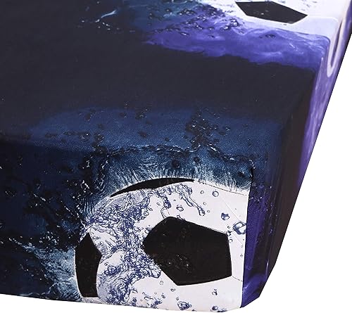 Miniatura 5 de SDIII Juego de sábanas de fútbol, 4 piezas con suave, resistente a las arrugas, resistente a la decoloración, lujo de hotel, cama en una bolsa,