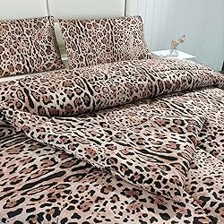 SDY 3pcs Twin Comforter Cheetah,Leopard Print Comforter Set for Kids, Toddler, Girls, Boys Include 1Comforter, 2PillowCases