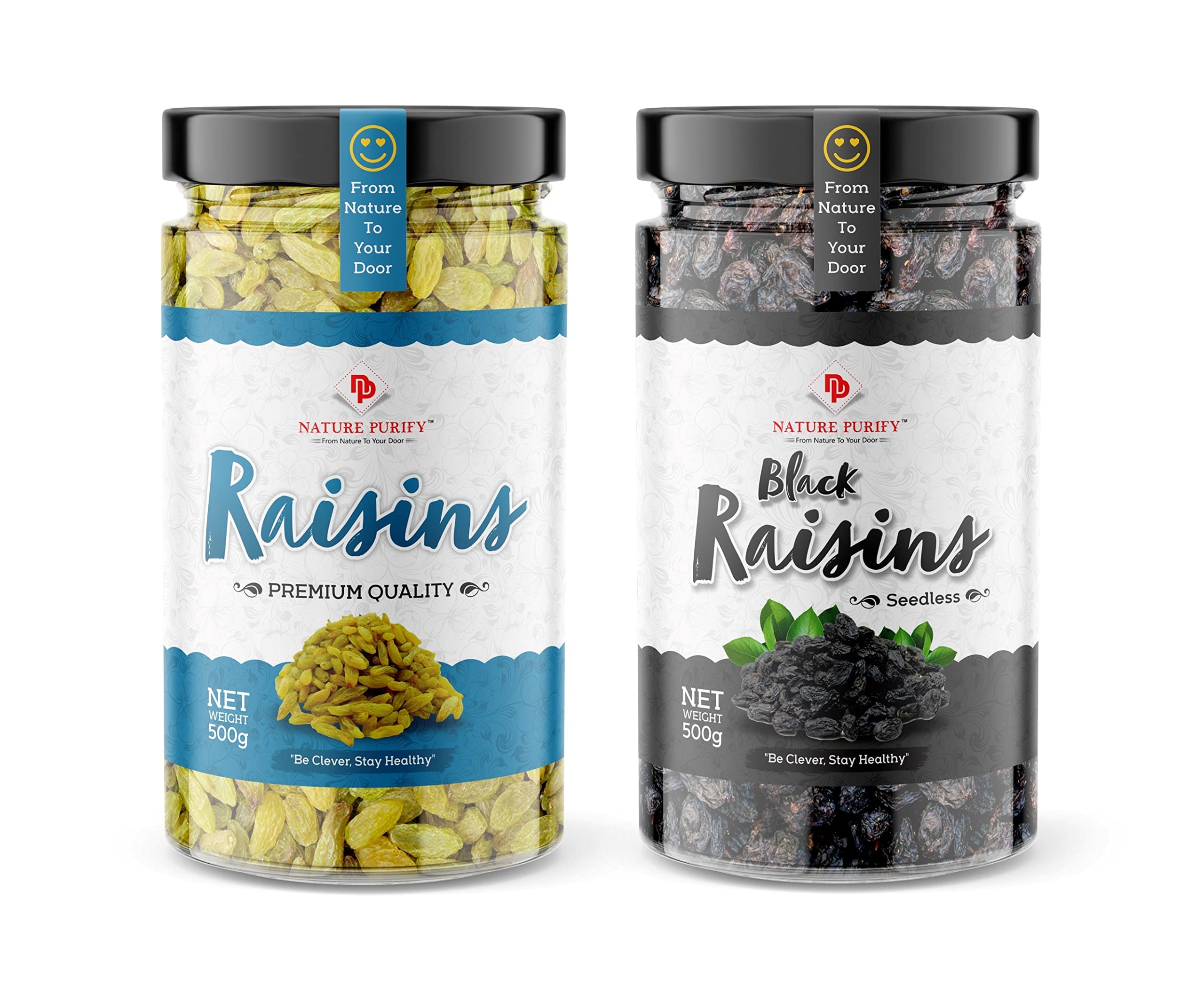 Nature Purify Dry Fruits Green Raisins + Black Raisins | Healthy and Delicious | Kishmish - 1kg (Pack of 2) (B0B257BX21) Amazon Price History, Amazon Price Tracker