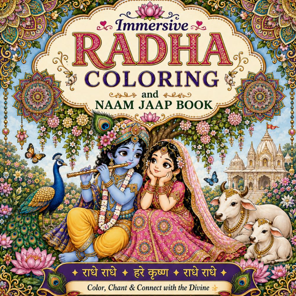 Immersive Radha Coloring & Naam Jaap Book: Color, Chant, and Connect with the Divine Through Beautiful Radha Krishna Coloring Pages, Sacred Mandalas, ... Activities for Peace, Meditation, and Bhakti