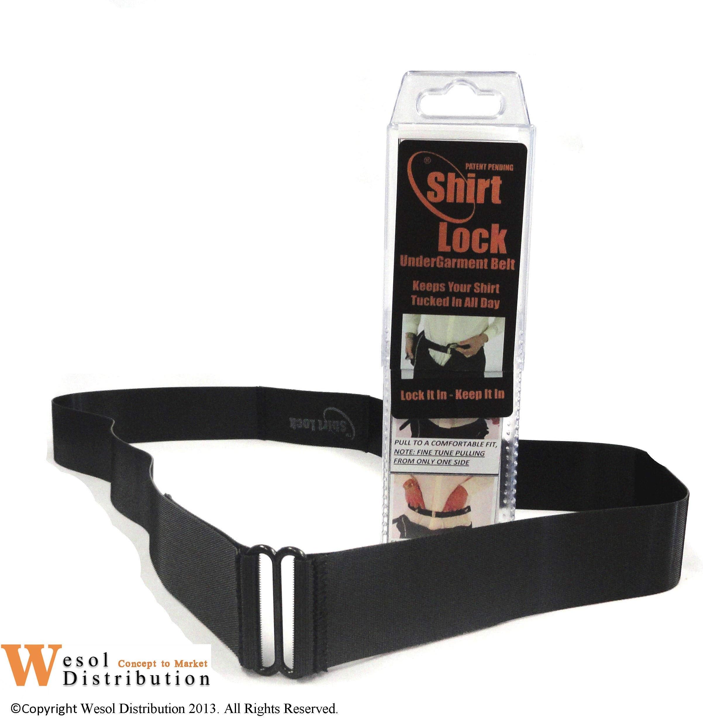 Black Shirt Lock Tuck Keep It In Shirt Strap Sticky Belt Holder Stay XL X-Large 1.5" Wide Waist up to 48"