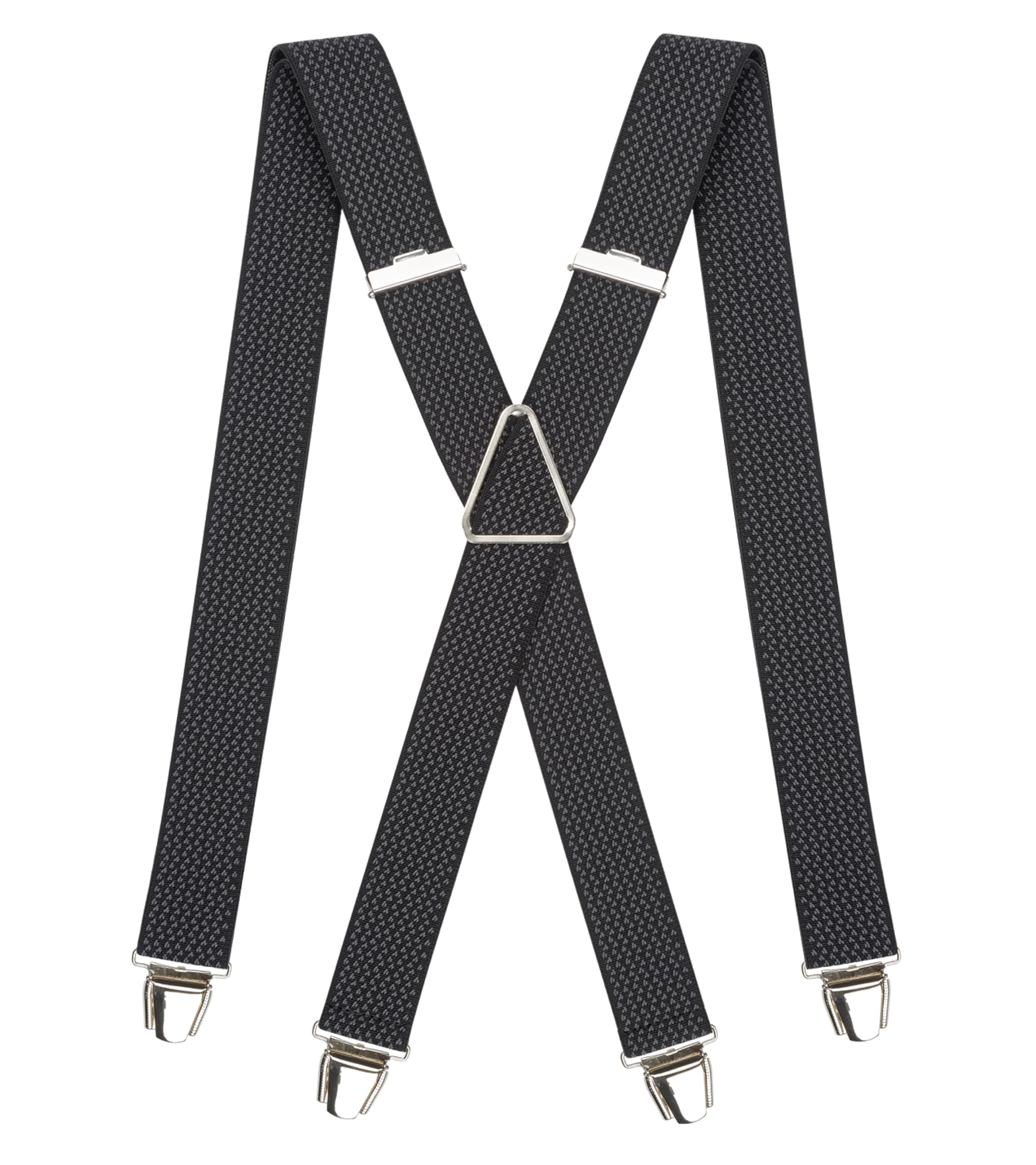 Pierrot Men's Black Dotted Braces With Very Strong Clips - One Size Adjustable And Elastic Suspenders - Braces For Trousers Heavy Duty (Narbonnaises)