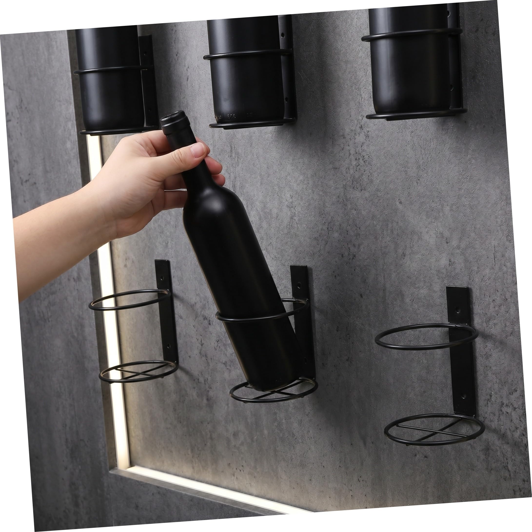 DOITOOL 6 Piezas Botellero Montado Pared de Hierro para Botella Diseño Colgante Funcional y Moderno de Unidades para Vino Cerveza y Decoración de Cocina o Bar