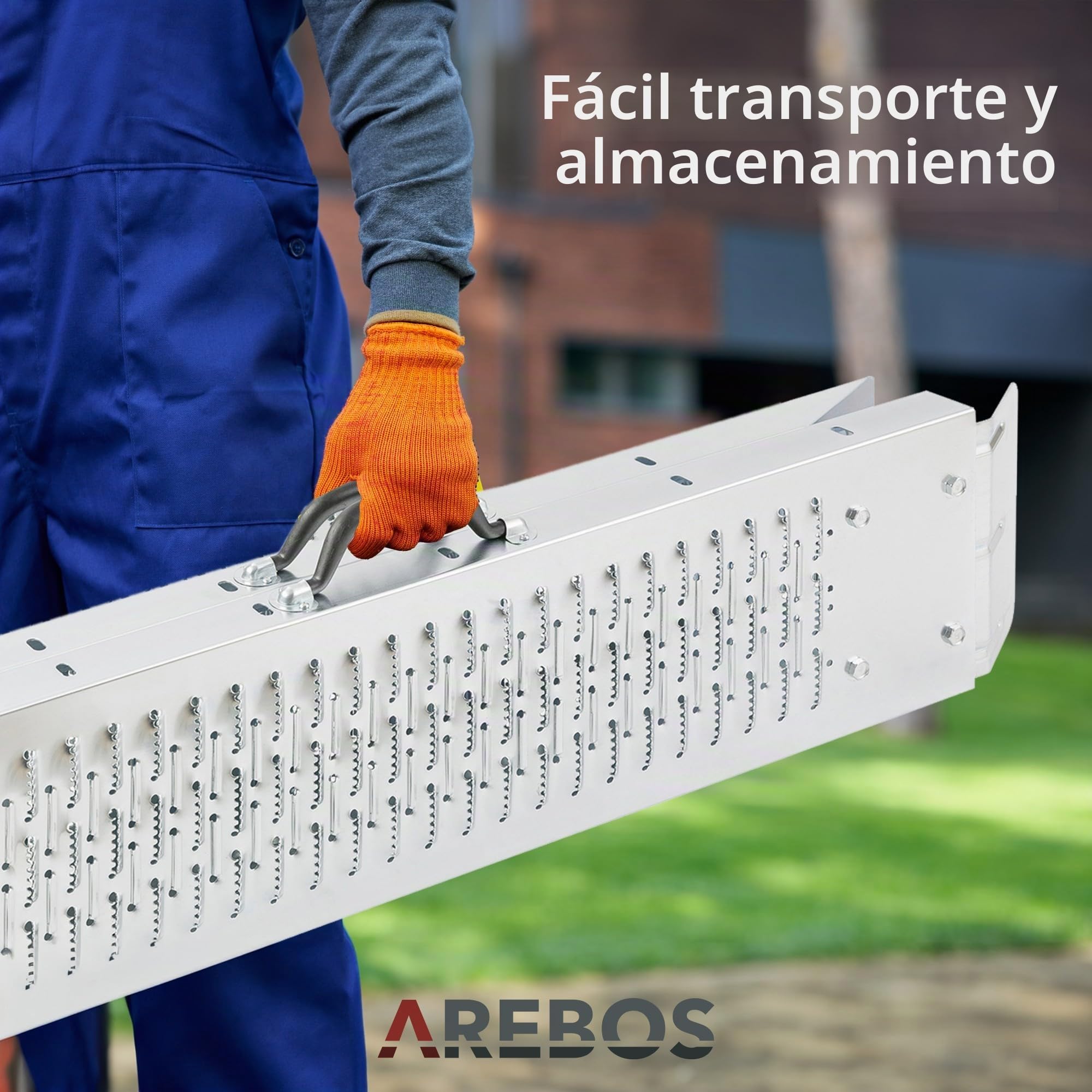 Arebos 2X Rampa Plegable | Rampas de Carga 400 kg MAX. | Rampa Plegable para Moto y rampa de Acceso | Acero | Plegable