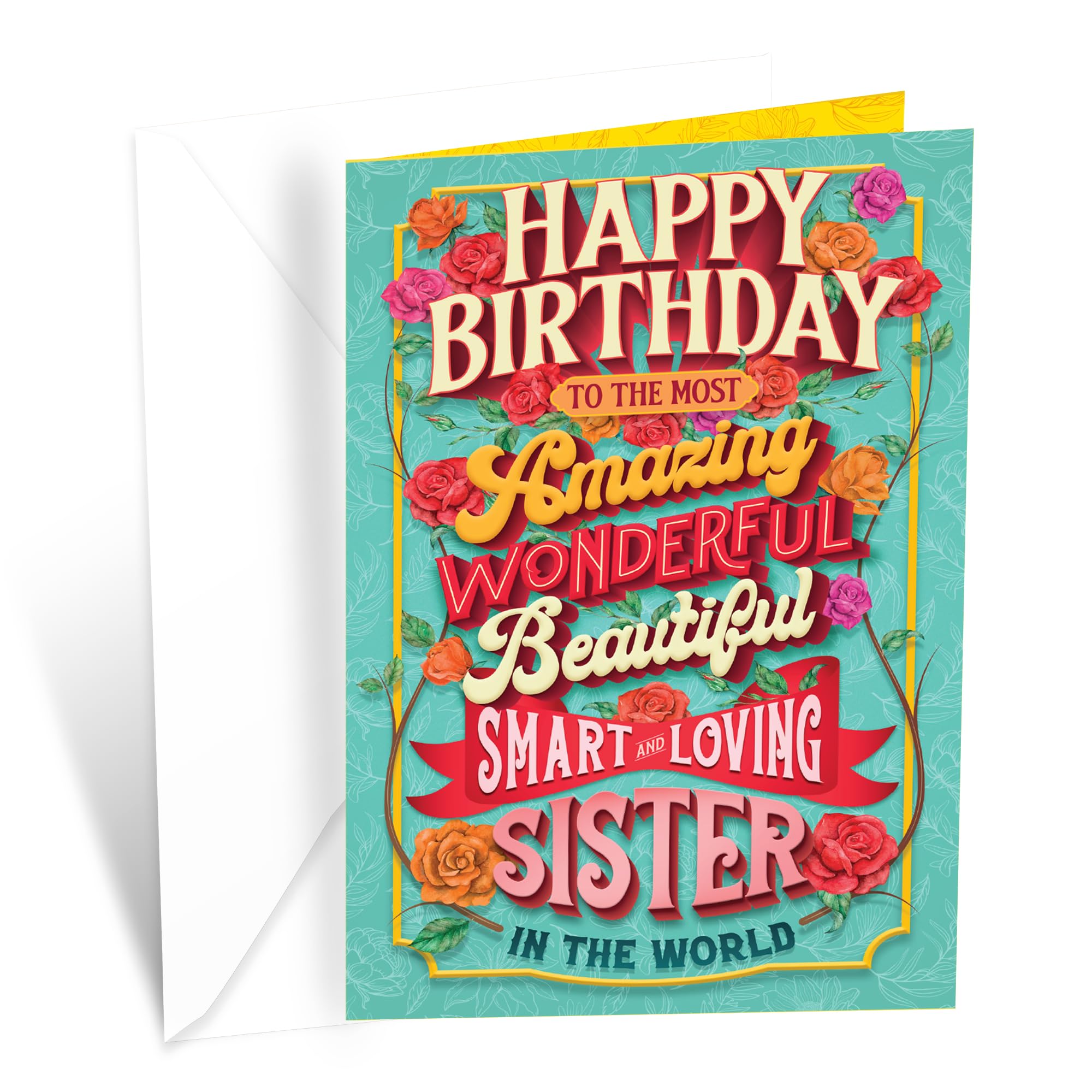 Prime Greetings Sister Birthday Card, Made in America, Eco-Friendly, Thick Card Stock with Premium Envelope 5in x 7.75in, Packaged in Protective