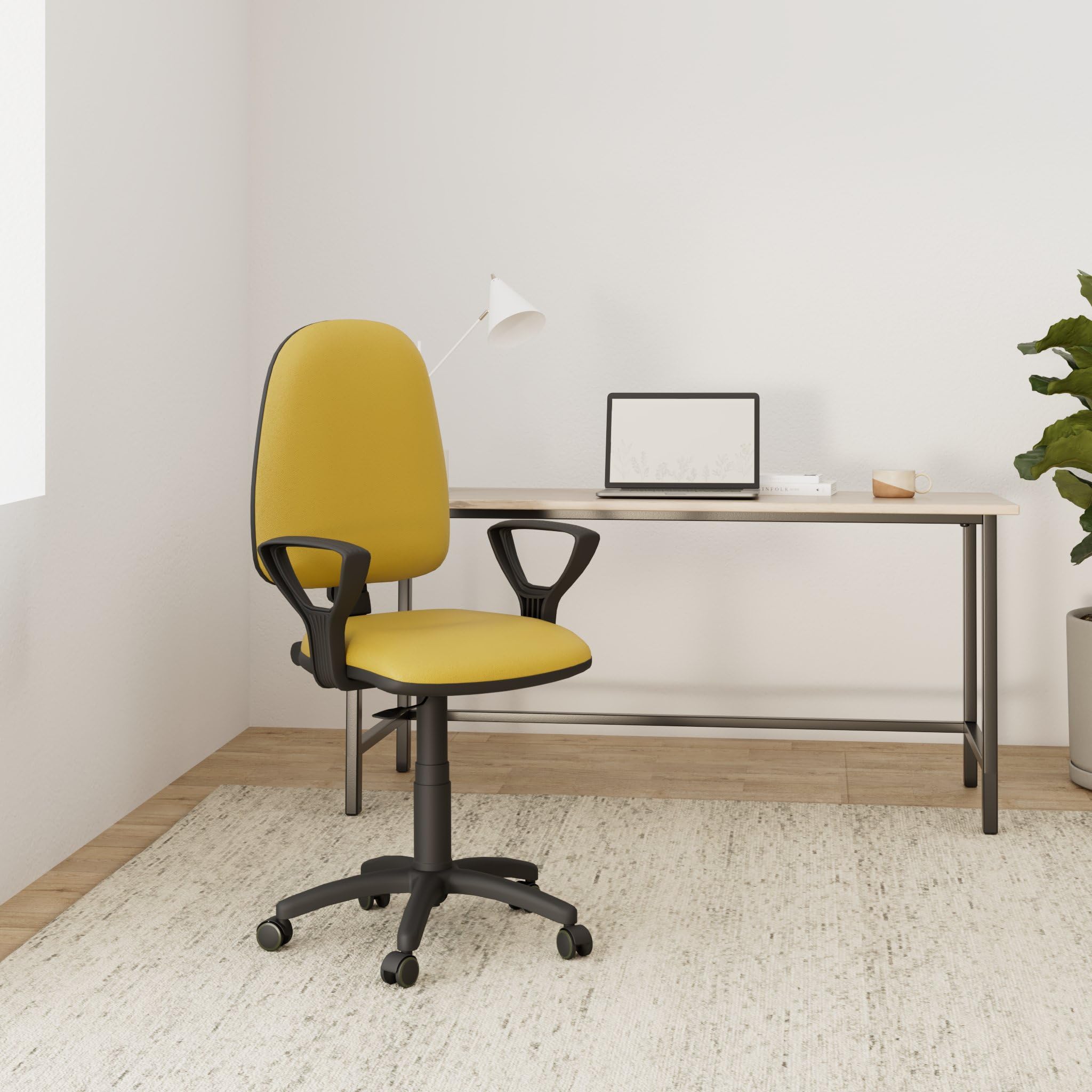Silla OFICINA PYC 04CP ERGONOMICA PERMAN.C/R PARQUET Bali Amarillo (C/Brazos FIJOS)