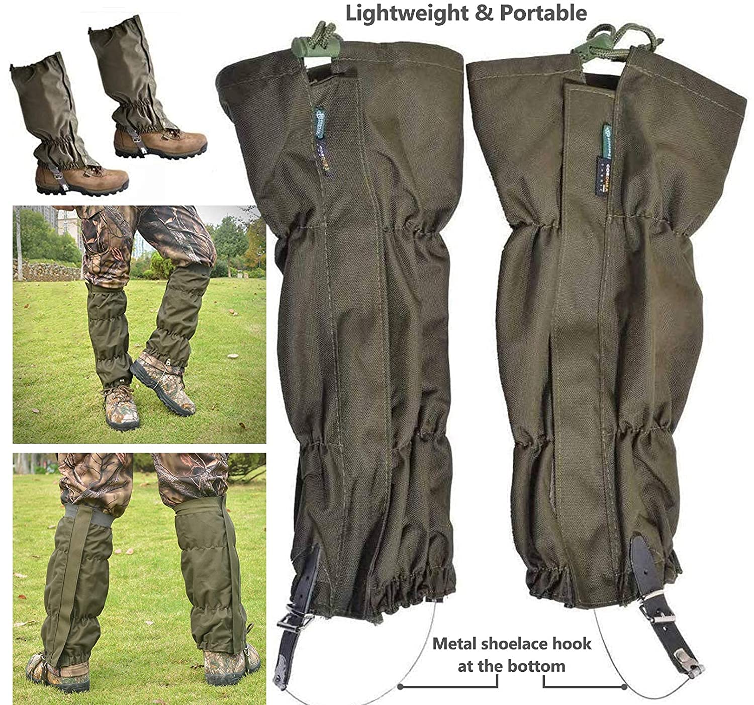 Leomix Polainas de Serpiente, Protectores de Serpiente Impermeables, Protección contra Mordeduras de Serpiente para la Parte Inferior de Las Piernas para Hombres y Mujeres, Tamaño Ajustable