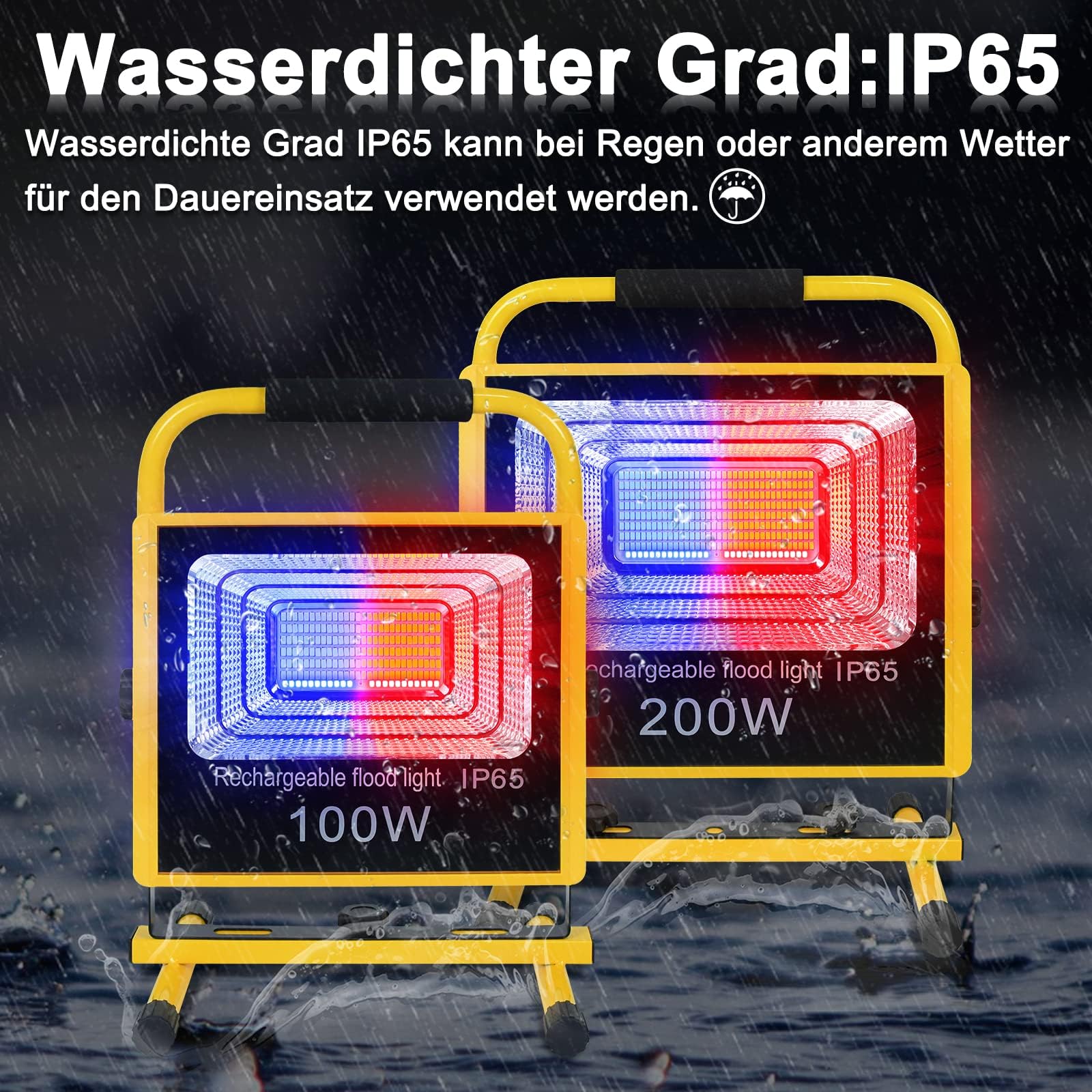 ACXIN Foco LED para obras con trípode, con batería, foco de trabajo, con luz de advertencia flash, IP65, altura regulable, para camping, taller, construcción, 2 x 200 W, blanco frío