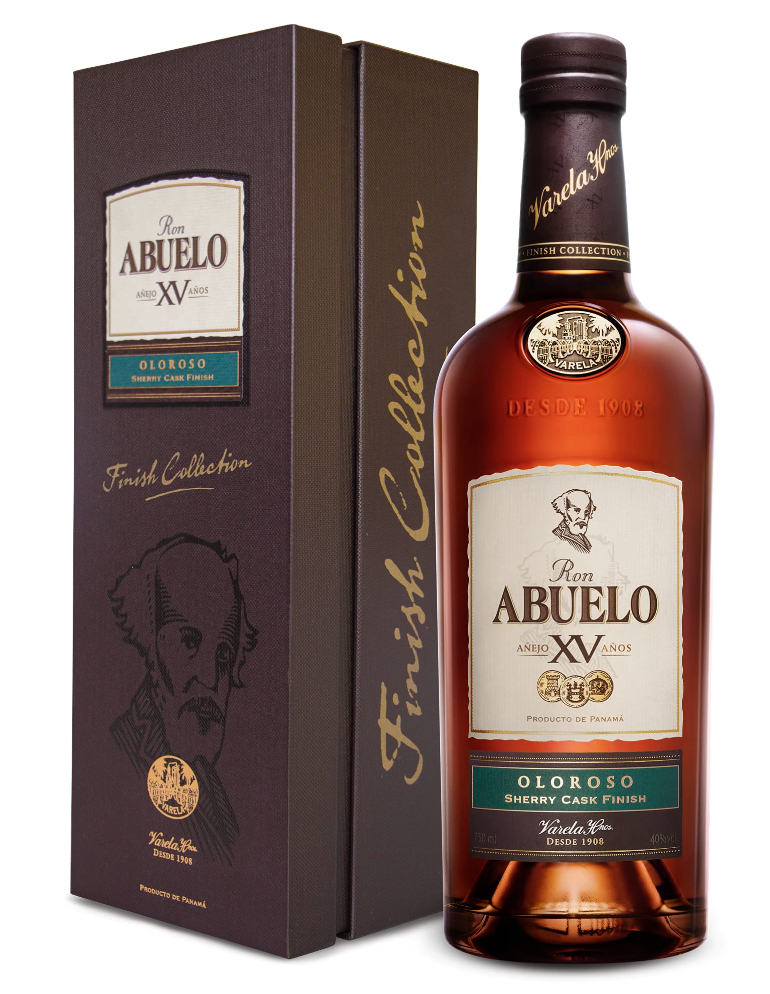 Ron Abuelo Finish Collection Oloroso ( 1 x 0,7l) - 15 Jahre alter Rum aus Panama, gefinished in einem ehemaligen Sherry-Fass - pur oder auf Eis zu genießen - 40% Vol.