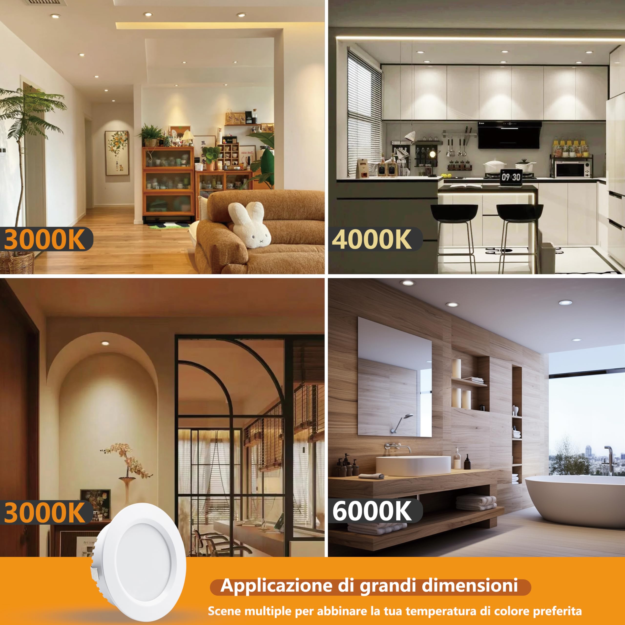 Faretti LED da Incasso per Cartongesso 230V 5W,IP44 Faretti LED Soffitto 20mm Ultrapiatto,Foro 65-75mm,Bianco Caldo 3000K Bianco Neutro 4000K Bianco Freddo 6500K Faretto led Cucina (Bianco, Set da 3)