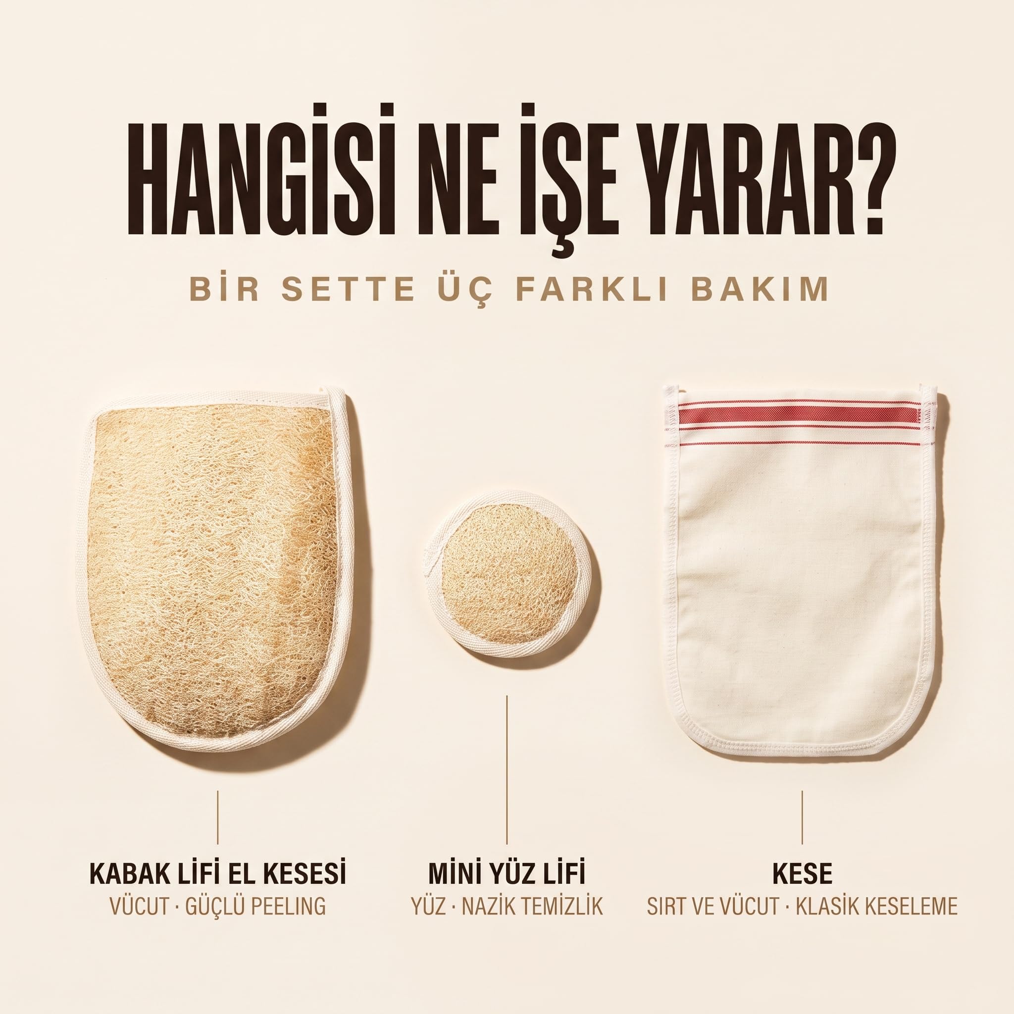 Anatolia Soap 1978 el geçmeli kabak vucut yüz 3 set beyaz kalın düz Kese, Tüm Vücud için Kirlerden ve Lekelerden Arındırır. 3'lü Set Şeklindedir.