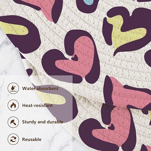 Miniatura 3 de 3 Pcs Trivet Set for Hot Dishes 15in Cotton Thread Weave Hot Pads for Microwave Stove Protecting Counter Heart Aesthetic Unique Beauty Happy