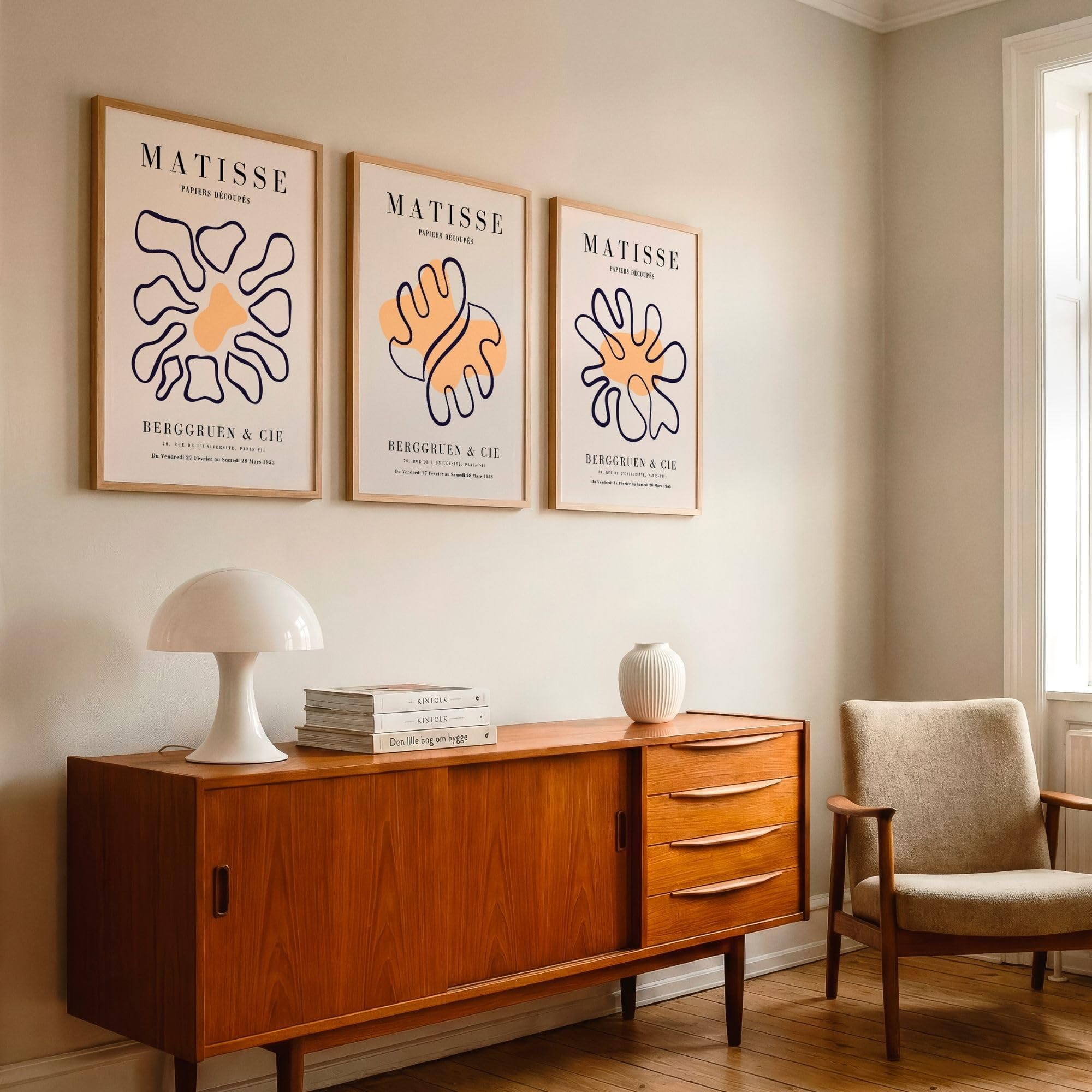 Matisse Lot de 3 posters muraux sans cadre Orange 40 x 50 cm