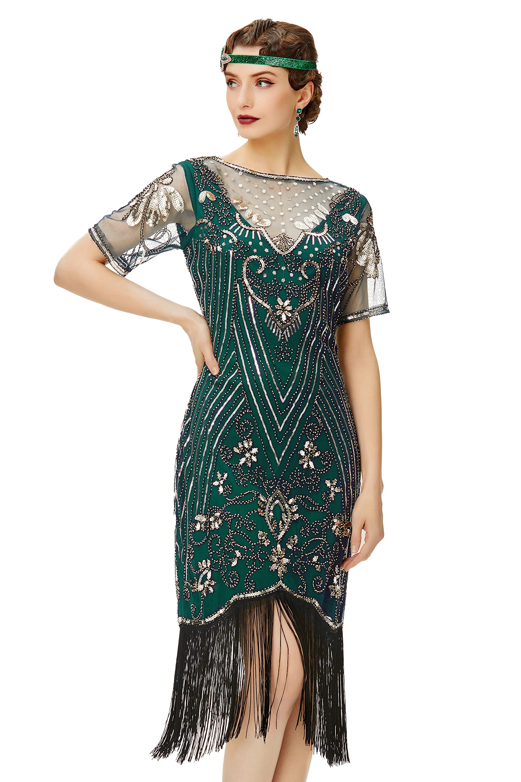 BABEYOND Vestido Años 20 Mujer Disfraz Años 20, Vestido Charleston Mujer Años 20, Disfraz el Gran Gatsby Mujer