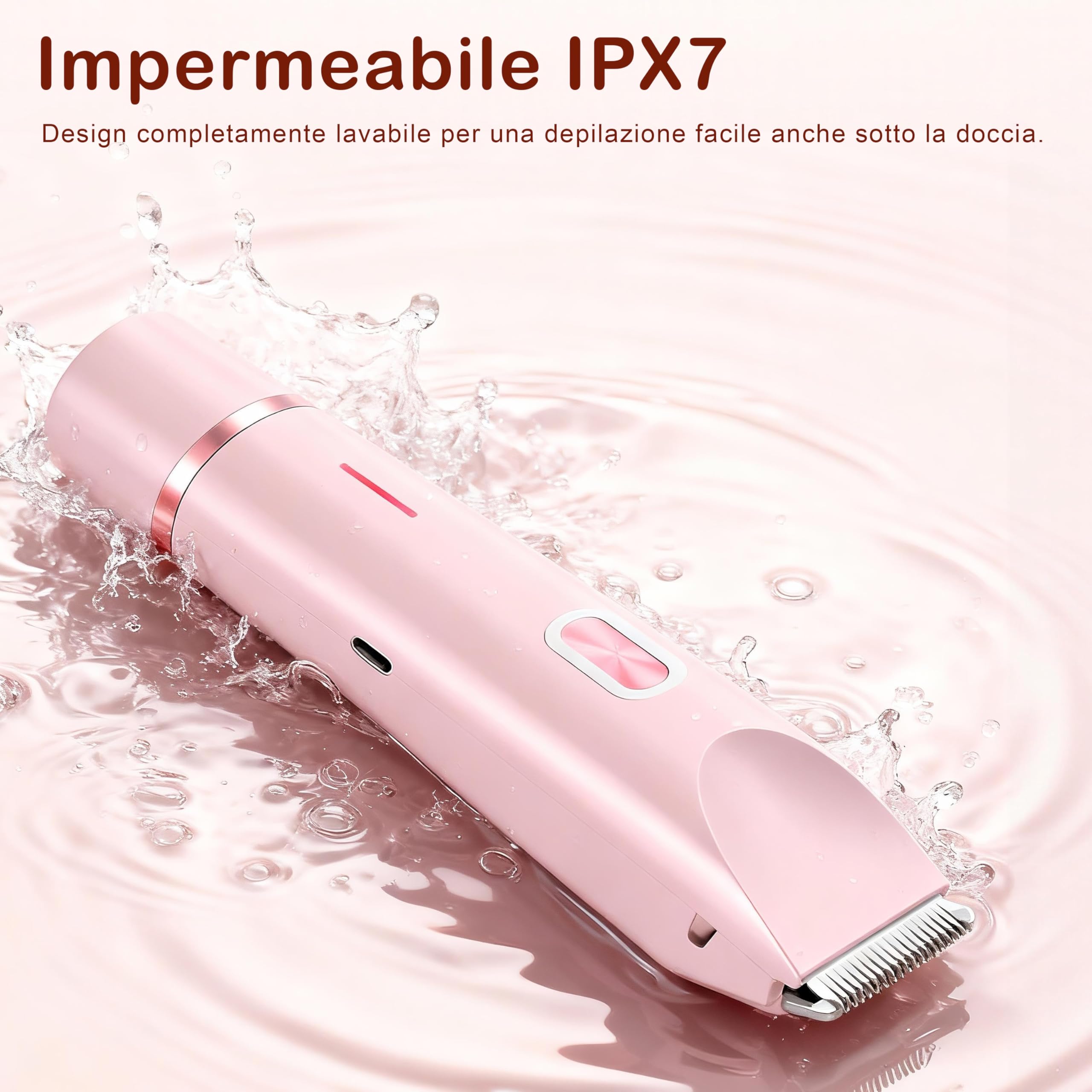 Rasoio Elettrico Donna 2 in 1, Depilatore Elettrico Donna per Rasoio Parti Intime,Rasoio Elettrico Corpo IPX7 Impermeabile,Rasoio Elettrico a Doppia Testa per Donna per Corpo Ascelle Gambe Bikini