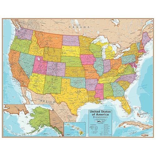 Miniatura 2 de Waypoint Geographic Tabla de pared de mapa de Estados Unidos con aplicación interactiva, divertidos recursos de aprendizaje para estudiantes, gran