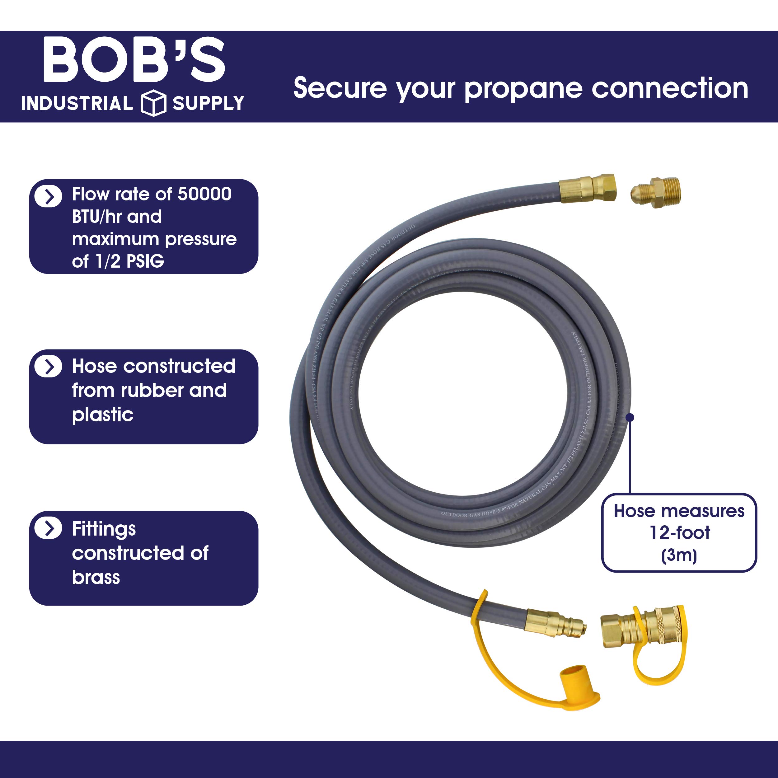 Snapklik.com : Natural Gas Grill Hose - 12ft Flexible Gas Line Quick ...