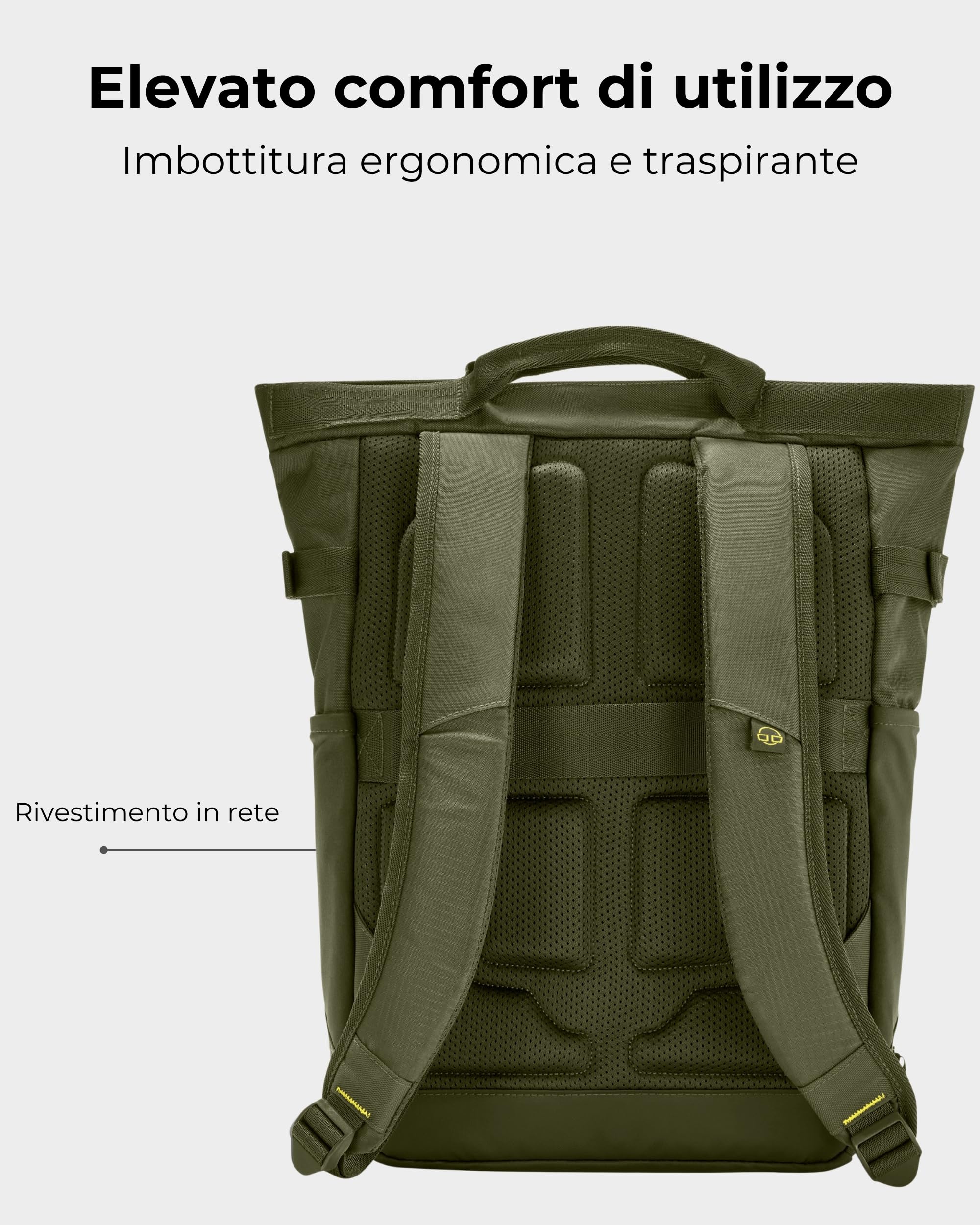 Johnny Urban Zaino Uomo Donna Verde - Harper - Zainetto Da Viaggio Sport Tempo Libero Con Molti Scomparti - Scomparto Per Porta PC 16 Pollici - Idrorepellente