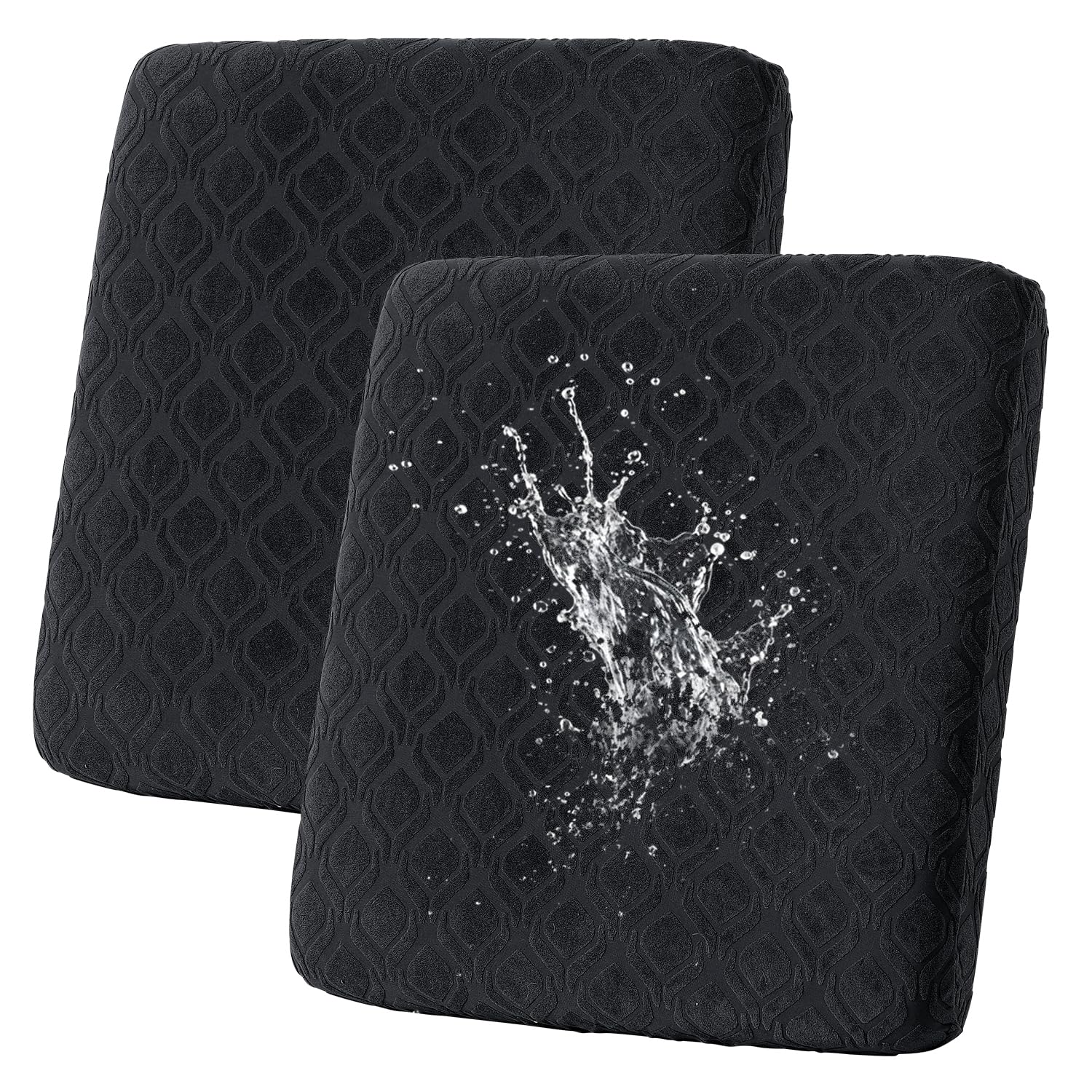 SHANNA Seat Cushion Sofa Cover: 2 Seater Waterproof Jacquard Couch Cushion Slipcovers Add Thick Outdoor Cushion Couch Slipcover Washable Magic Furniture Protector for Couch (Black) โ image 1