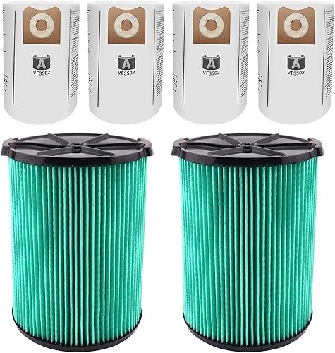 Filtro VF6000 para aspiradoras Ridgid Shop Vac de 5 a 20 galones, filtro HEPA de 5 capas para WD5500 WD0671 WD6425 WD7000 (paquete de 2 filtros
