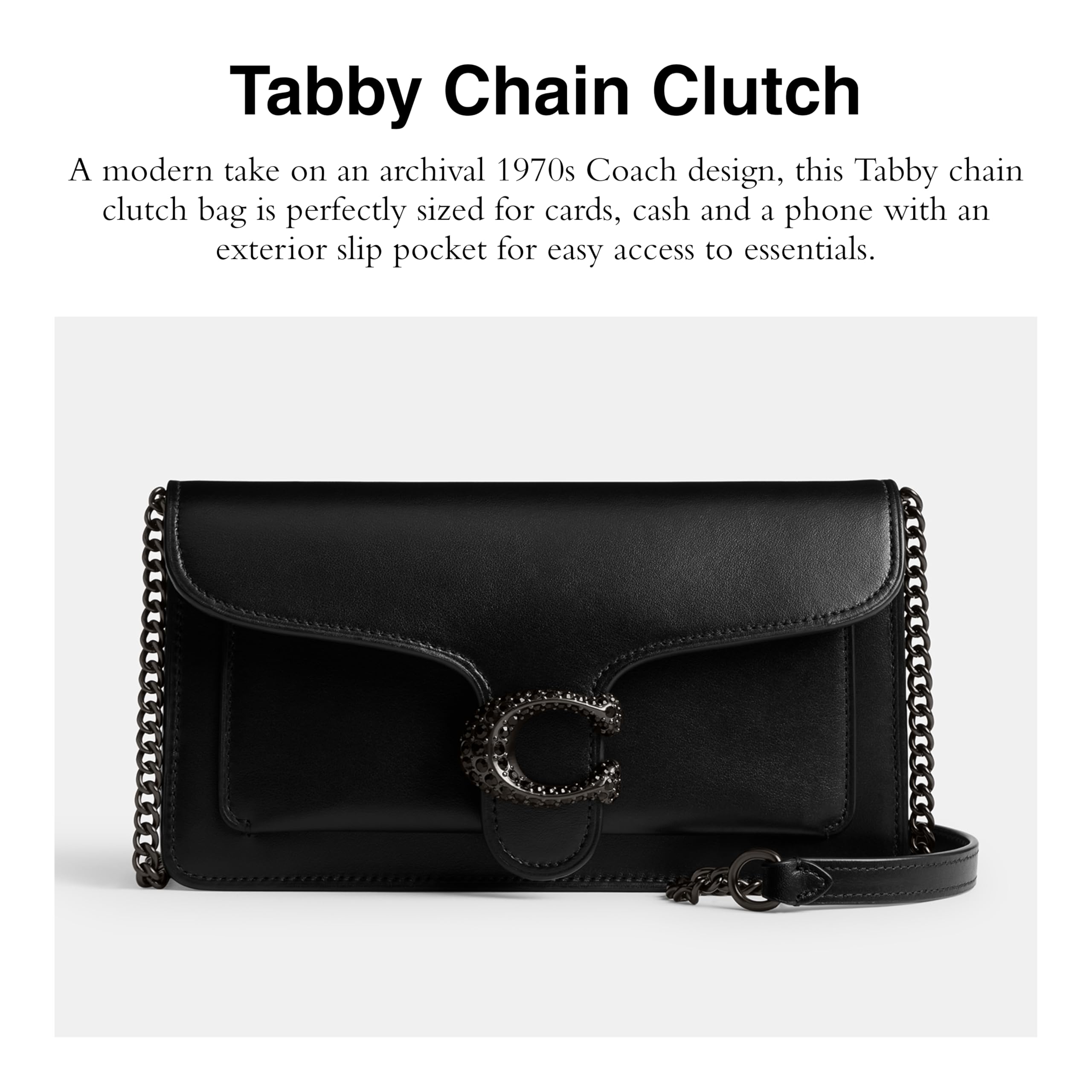 Polished Pebble Leather Tabby Chain Clutch: Coach Tabby Chain Clutch