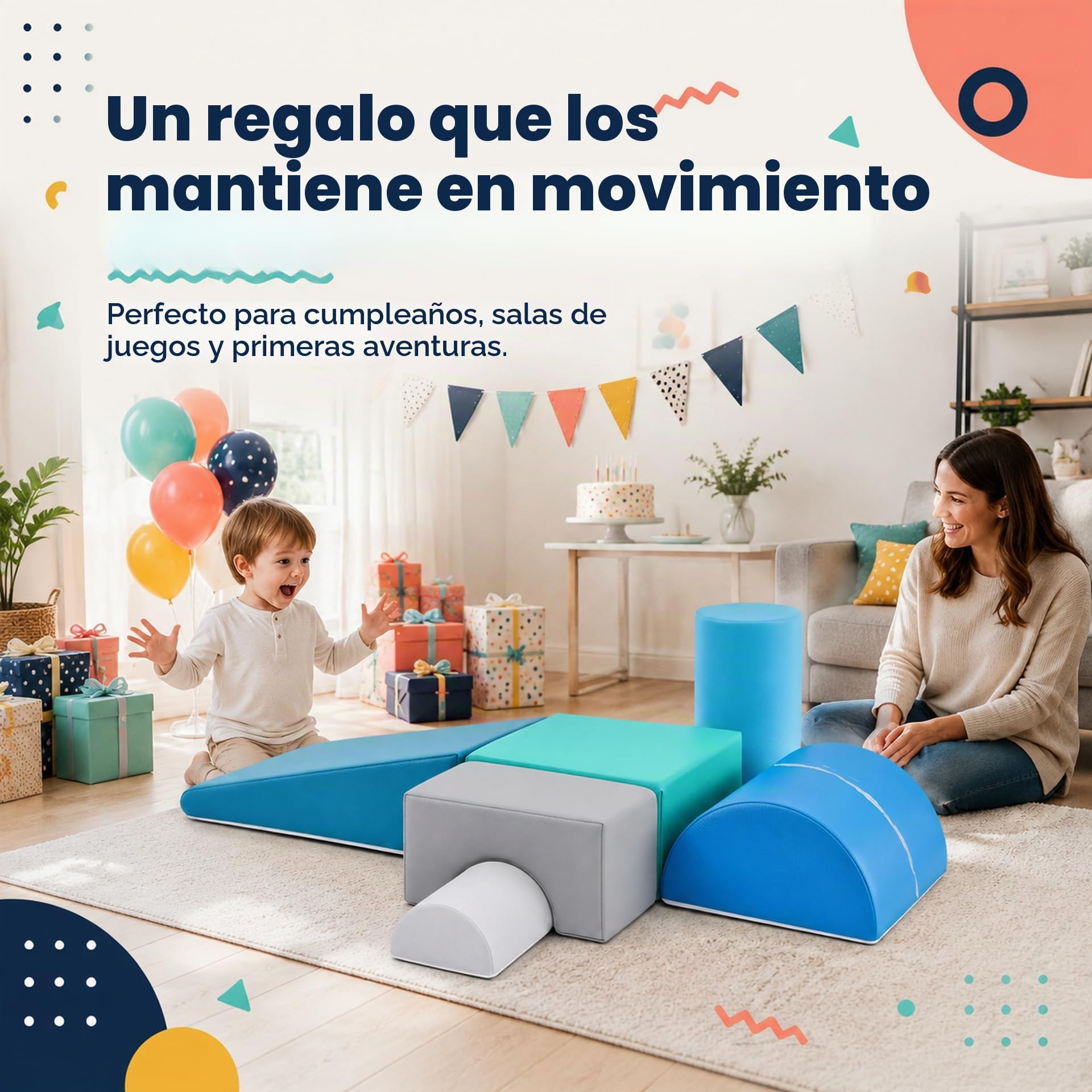 JungleDove Juego de 6 Bloques de Espuma para Niños: Cuero PU Bloques Psicomotricidad Infantil - Set de Escalada Arco Elíptico Suave Ligero para Interior Infantil para Escalar y Niños de 4 Años