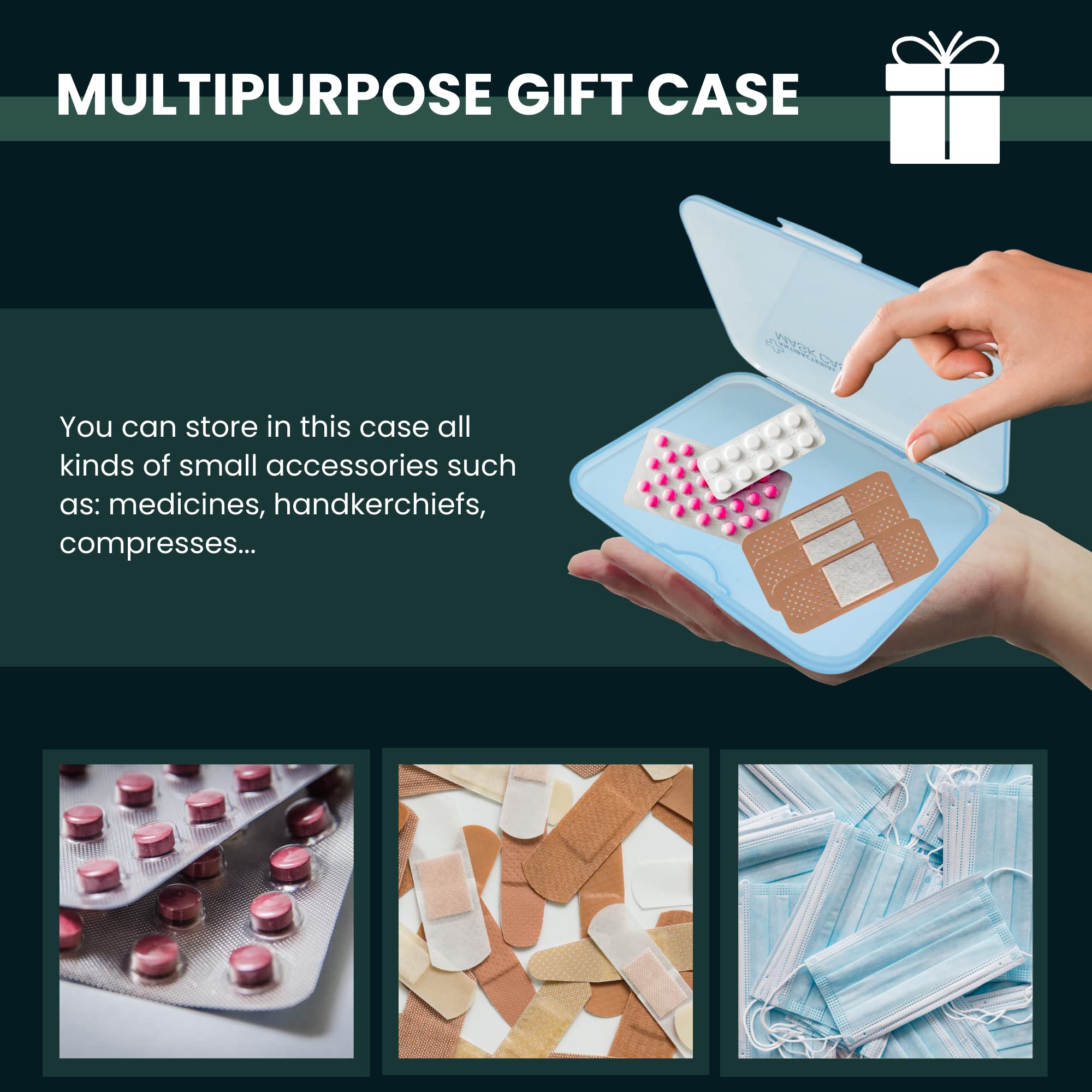 Pastillero de Bolsillo Transparente, Caja de Pastillas con 4 Compartimentos – Tomas, Organizador Medicación de Plástico Grado Alimenticio
