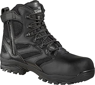 Deuce 6” Waterproof Side-Zip Black Tactical Boots for Men and Women with Composite Safety Toe, Full-Grain Leather, and Slip-Resistant Outsole; BBP & EH Rated
