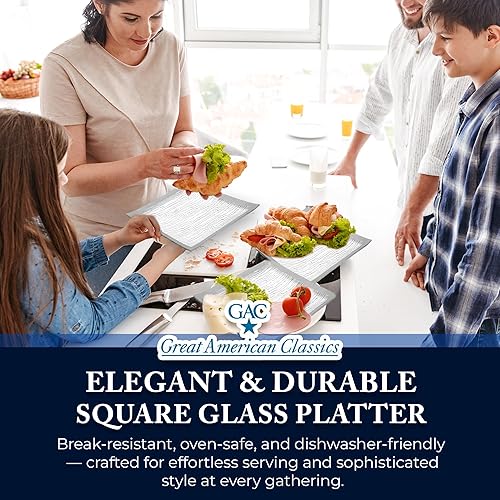 Miniatura 5 de GAC - Bandeja cuadrada grande de vidrio templado de 13 pulgadas, resistente a roturas y astillas, apta para horno y microondas, apta para