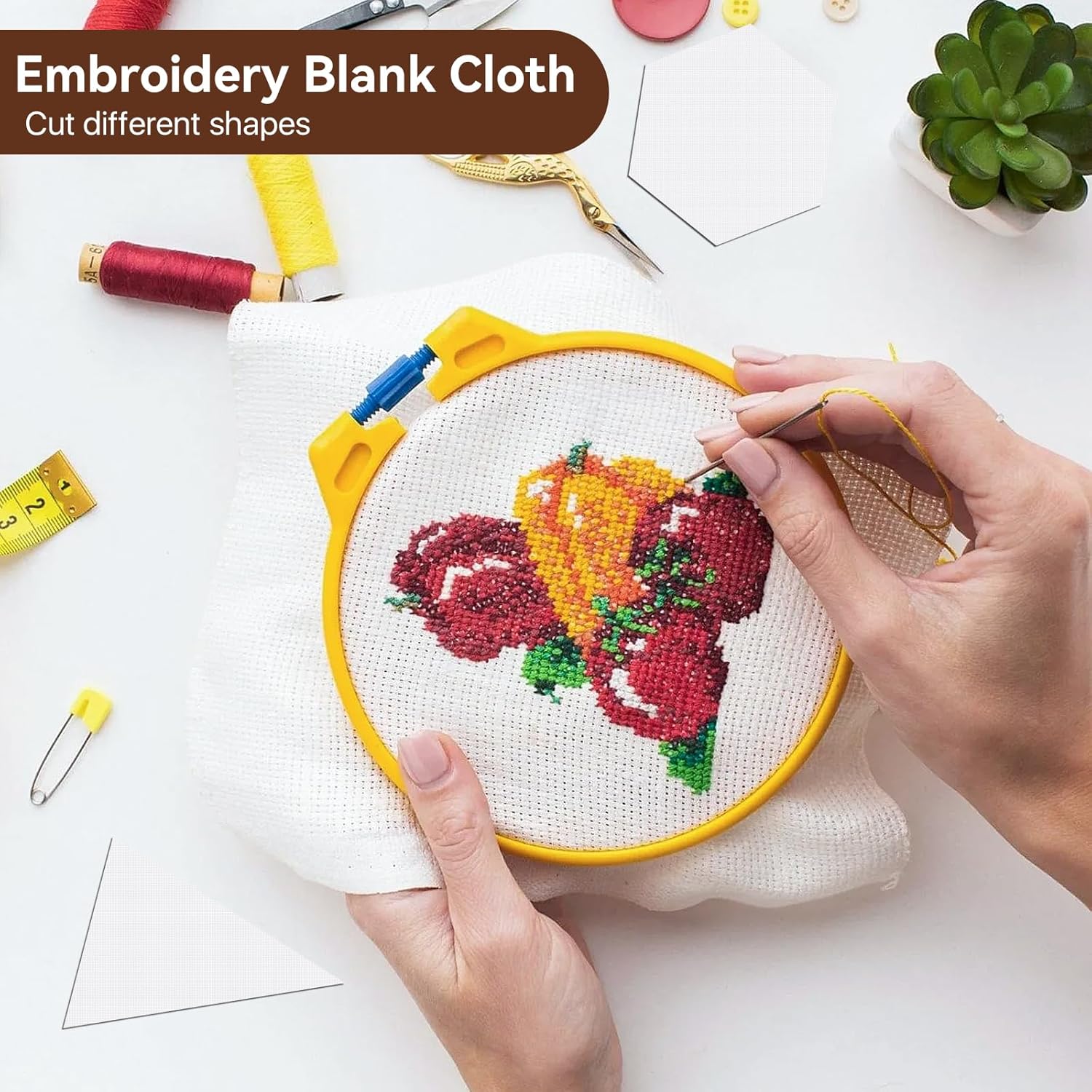 Boocalny 4 Pcs Needlepoint Canvas 14-Mesh, 20x20 Inch Blank Needle Point Canvas for Embroidery, White Polyester-Cotton Twist Interlock Needlepoint Mesh for DIY Handicraft Knit Crochet Projects