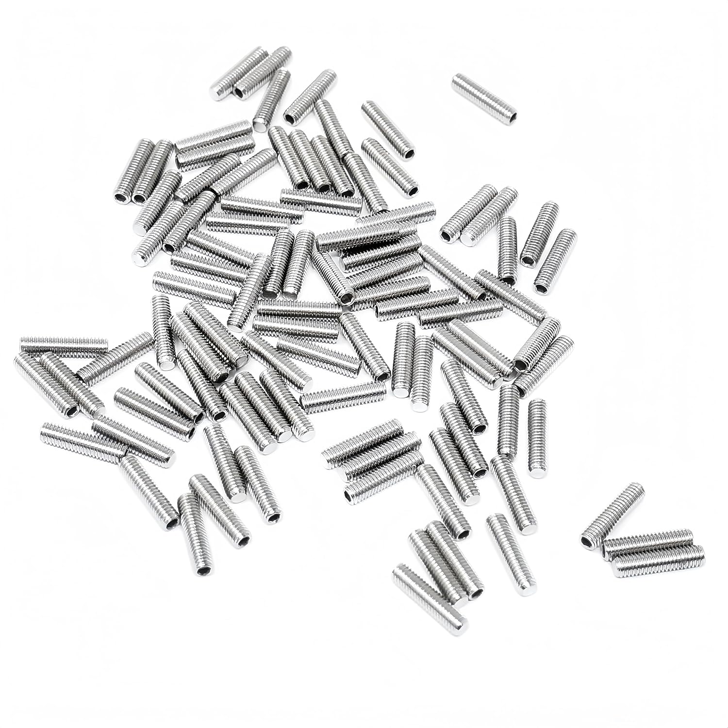 M3x12mm Hex Socket Set Grub Screws,Headless Cup Point,Flat Point Grub Bolt,304 Stainless Steel,Headless Concave End,Metric External Thread,for Towel Rack Door Knob,100 Pcs