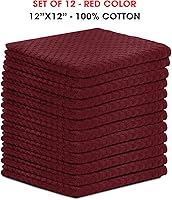 Vista 5 de Paños de cocina de rizo de algodón, paquete de 12 paños de limpieza suaves y absorbentes, paños de cocina pequeños de 12 x 12 pulgadas (rojo)