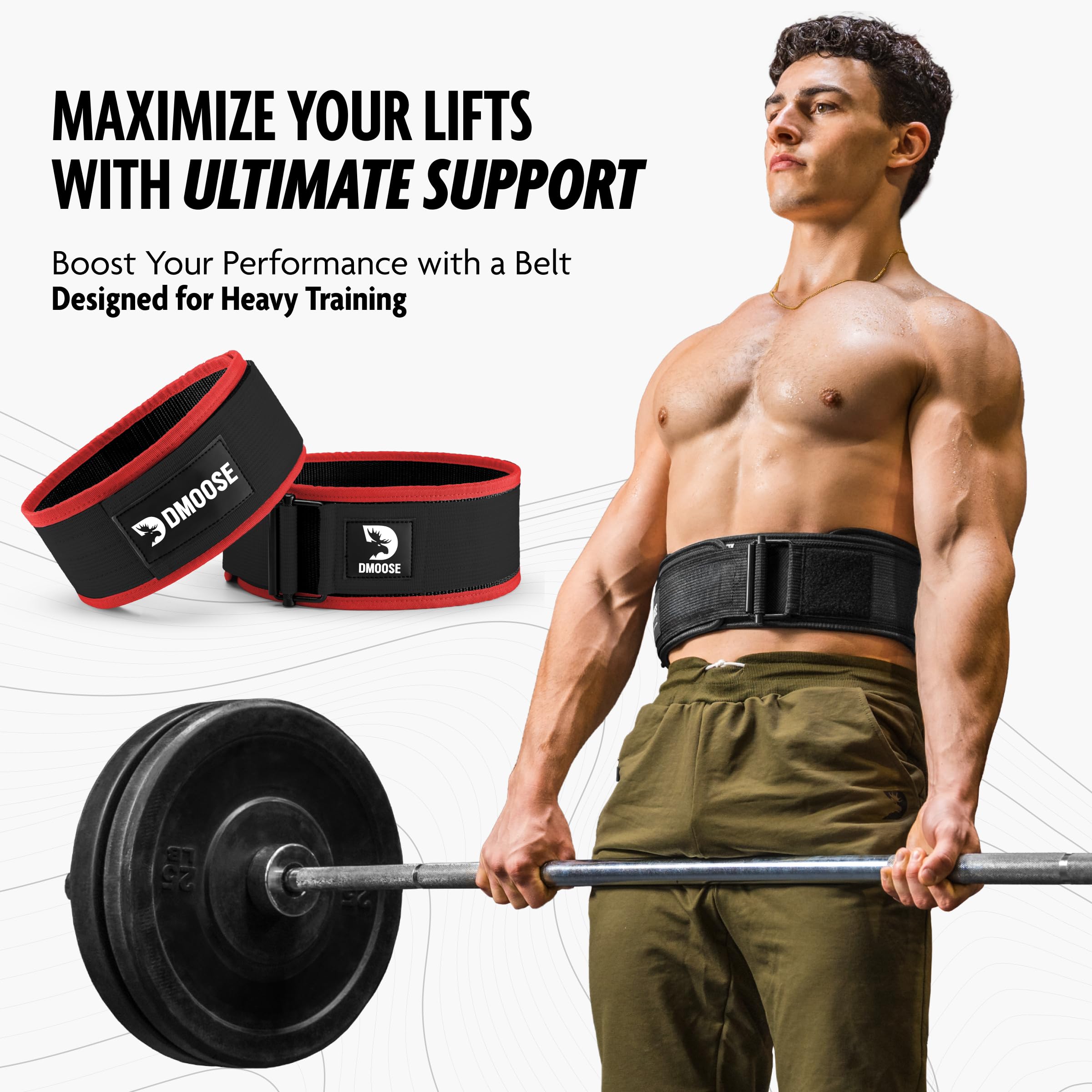 DMoose Auto Locking Squat Belt for Women and Men, Provides Lumbar Support & Stability, 4