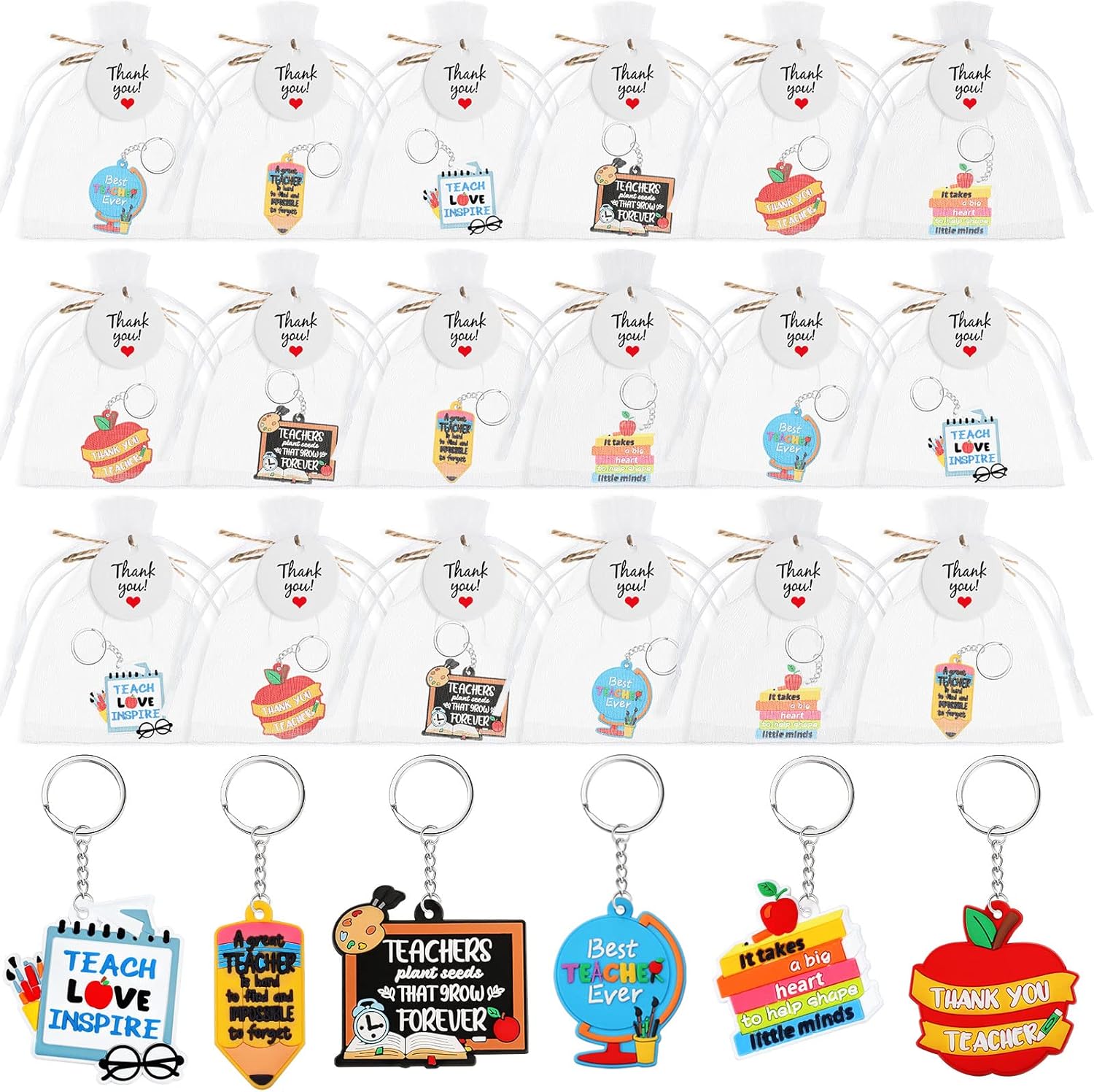 Batiyeer 24 Set Teacher Keychains Bulk Teacher Gifts