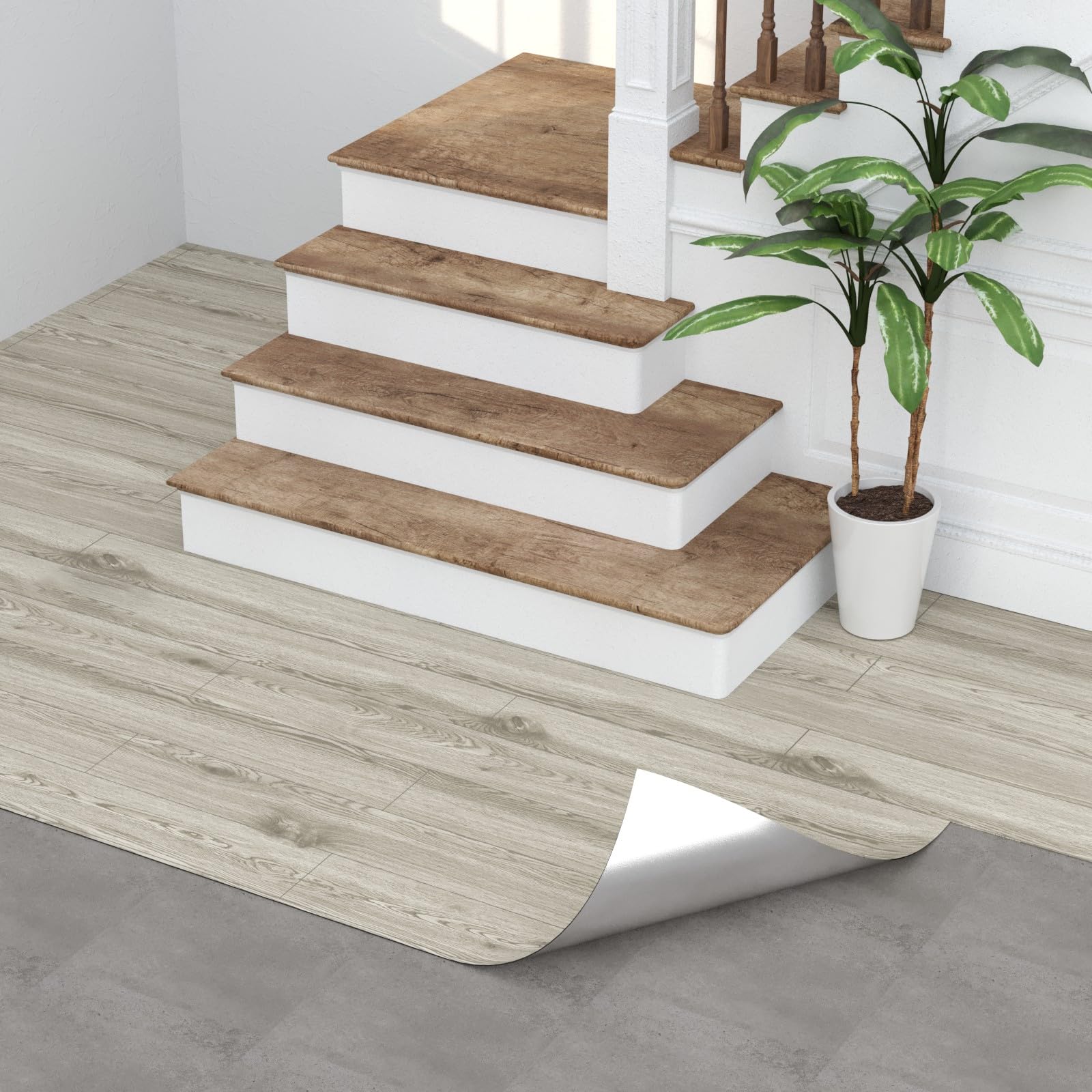 Oxdigi PVC Bodenbelag Selbstklebende 3m², Holzoptik Vinylboden Bodenfliesen, Verdickende Bodenaufkleber für Eingangstür, Wohnzimmer, Küche, DIY Zuschneidbar Vinyl-Fußböden 60x500 cm