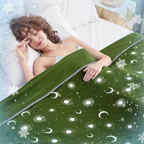 Vista 13 de inhand Manta refrescante tamaño King (90 x 108 pulgadas), mantas refrescadas para personas que duermen con calor, manta de verano ligera y Aqua