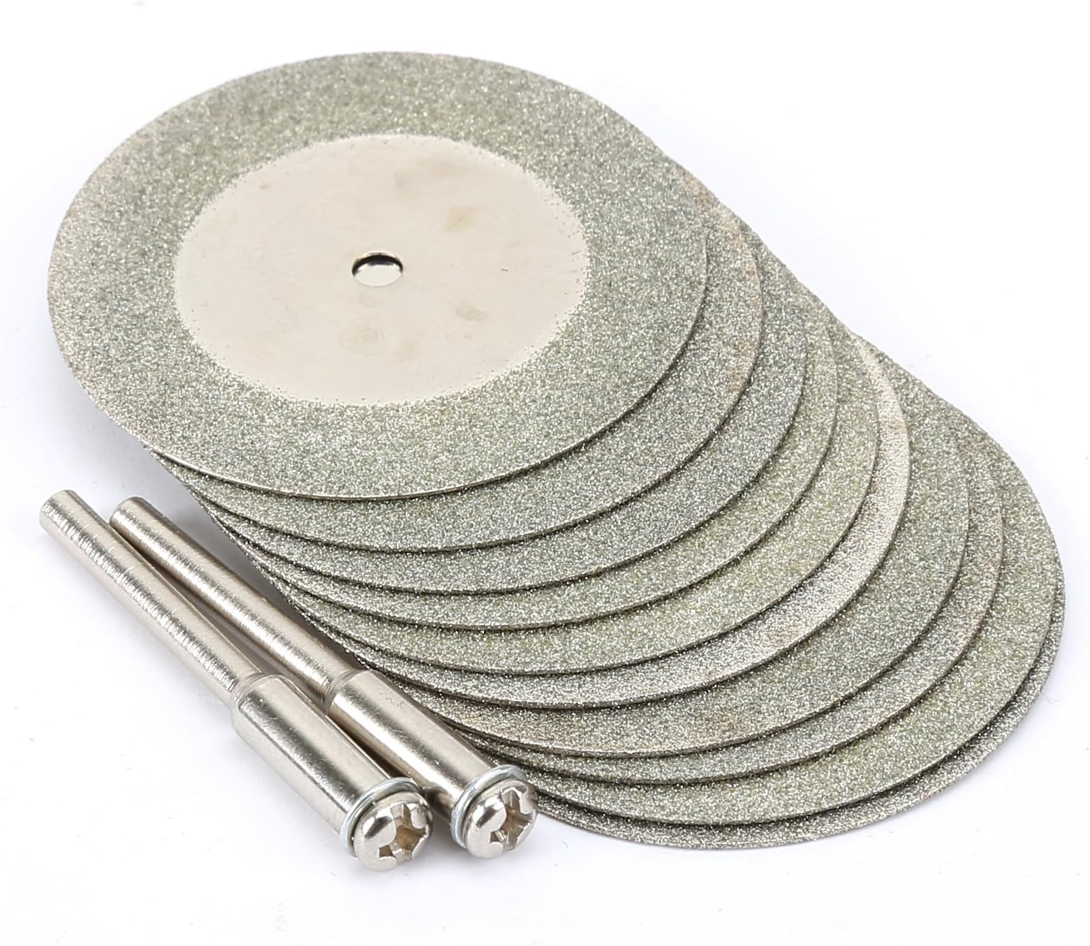 Dophee 10PCS 40mm Diamond Cutting Off Discs Wheel Rotary Tool with 2 Mandrel Arbor Set for Metal Glass Ceramics Porcelain Gem Stones